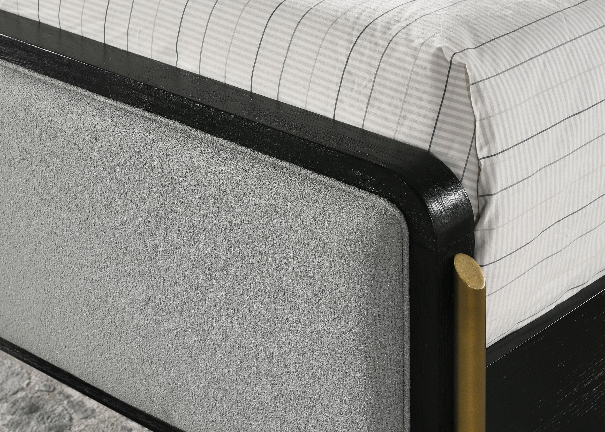 Arini  Bed with Upholstered Headboard Black and Grey