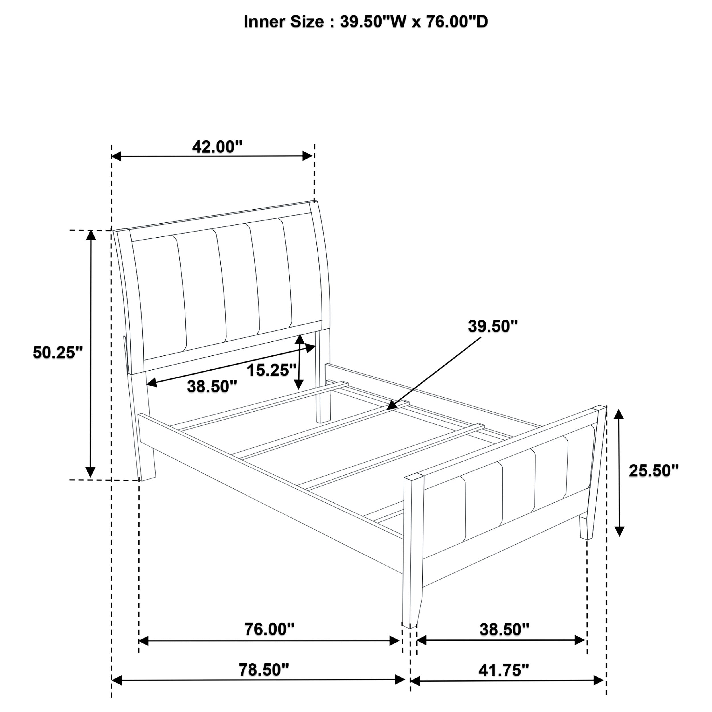 Wilkes 51-inch Upholstered  Bed Dark Cocoa