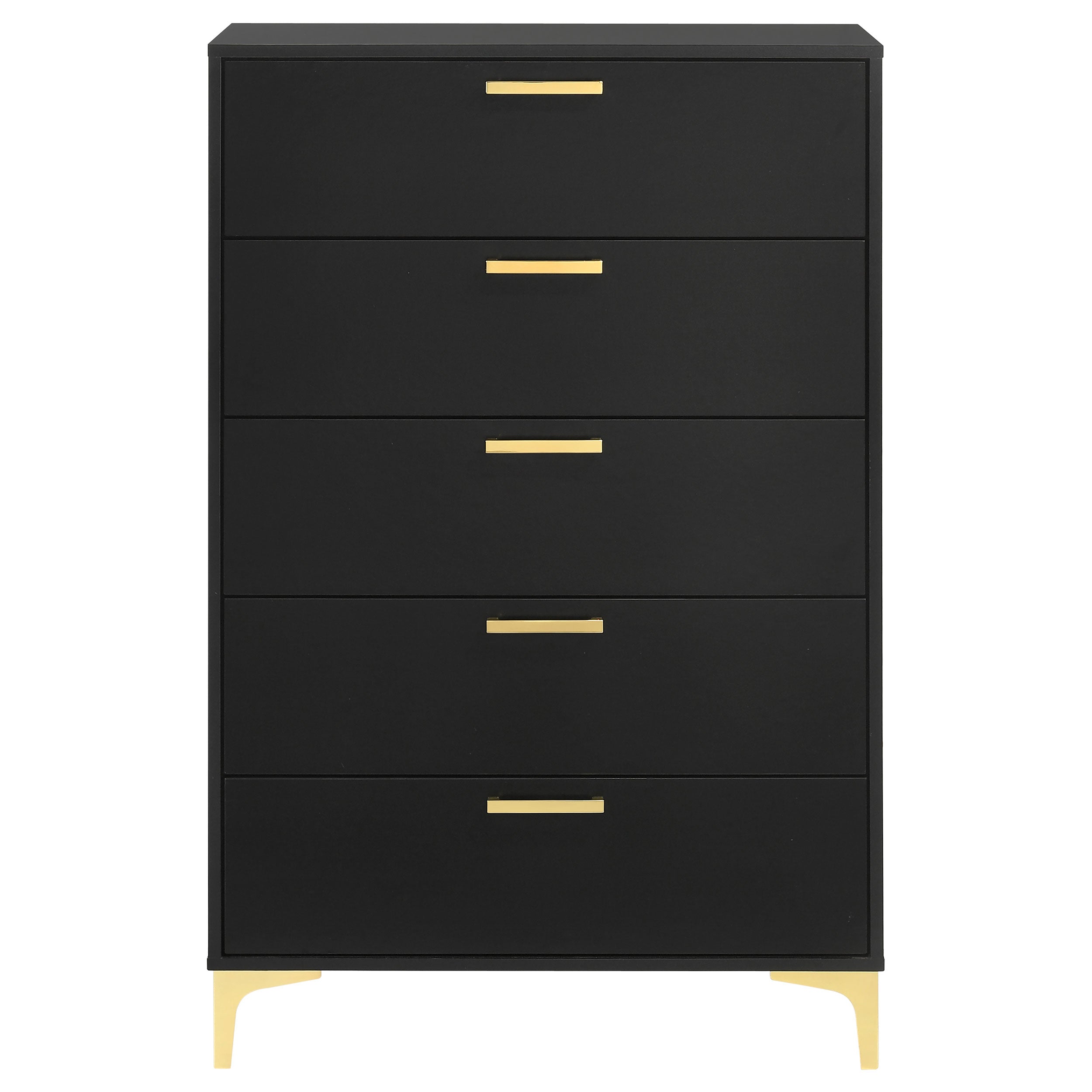 Kendall 5-drawer Chest Black and Gold