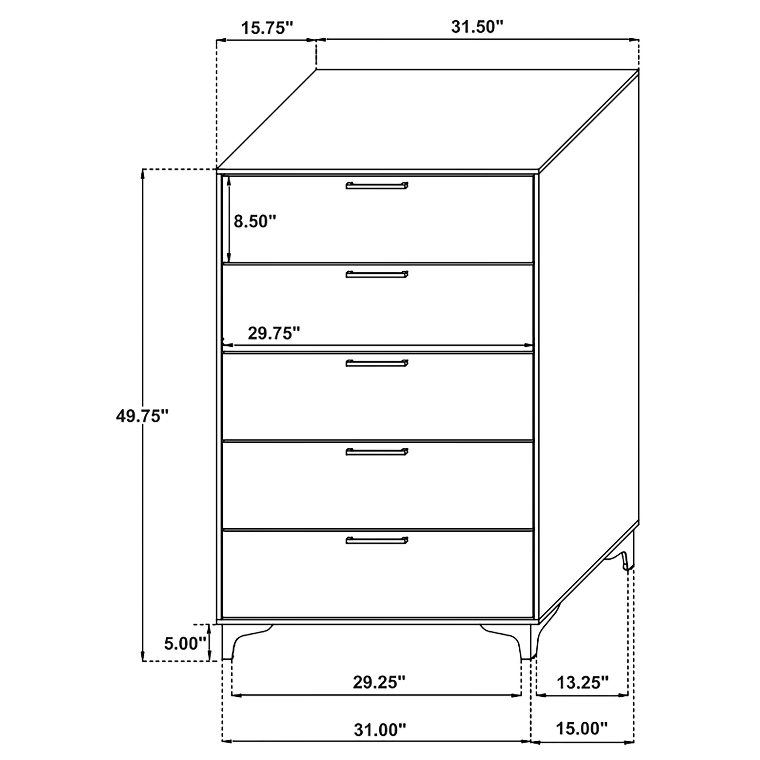 Kendall 5-drawer Chest Black and Gold