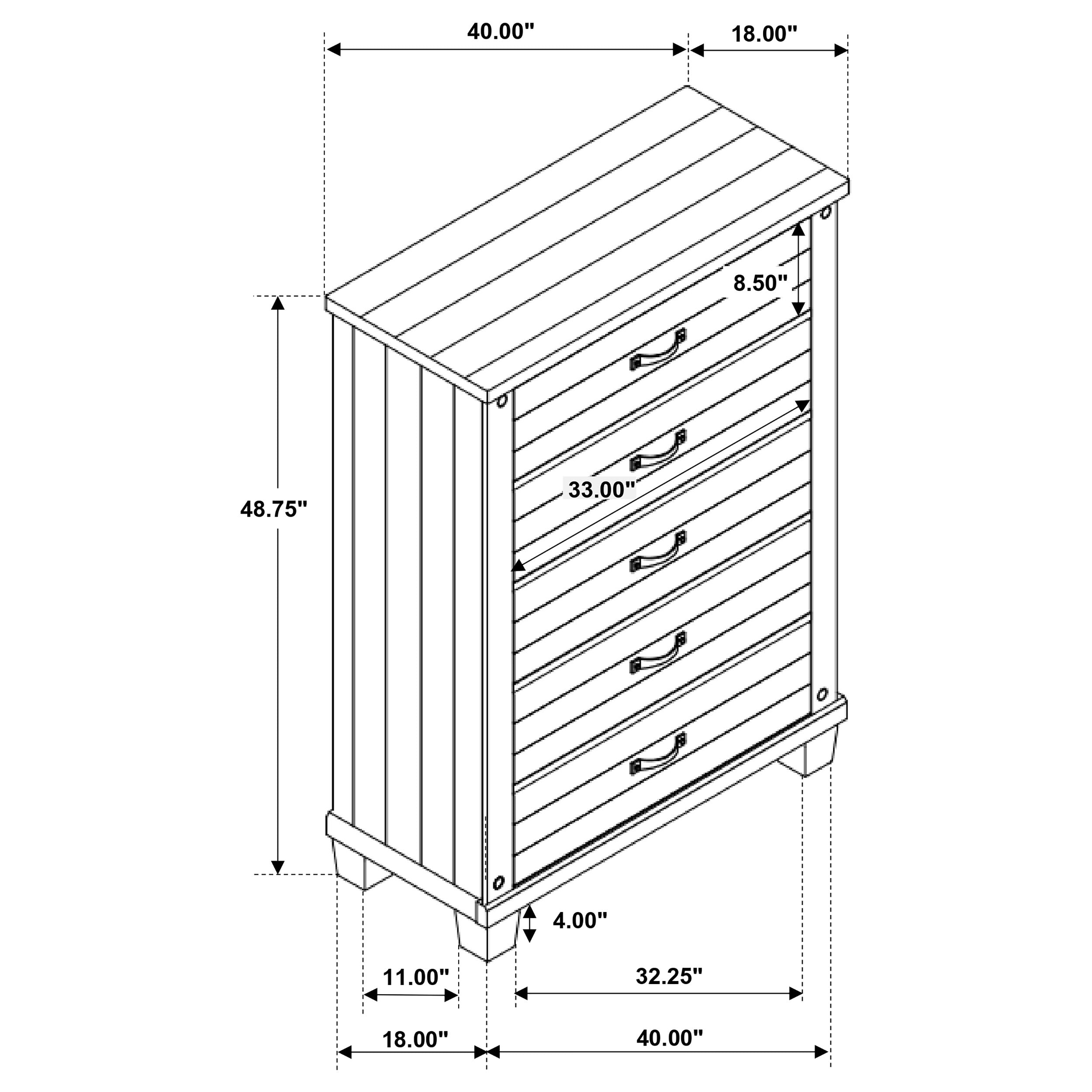 Lilith 5-drawer Chest Distressed Grey and White