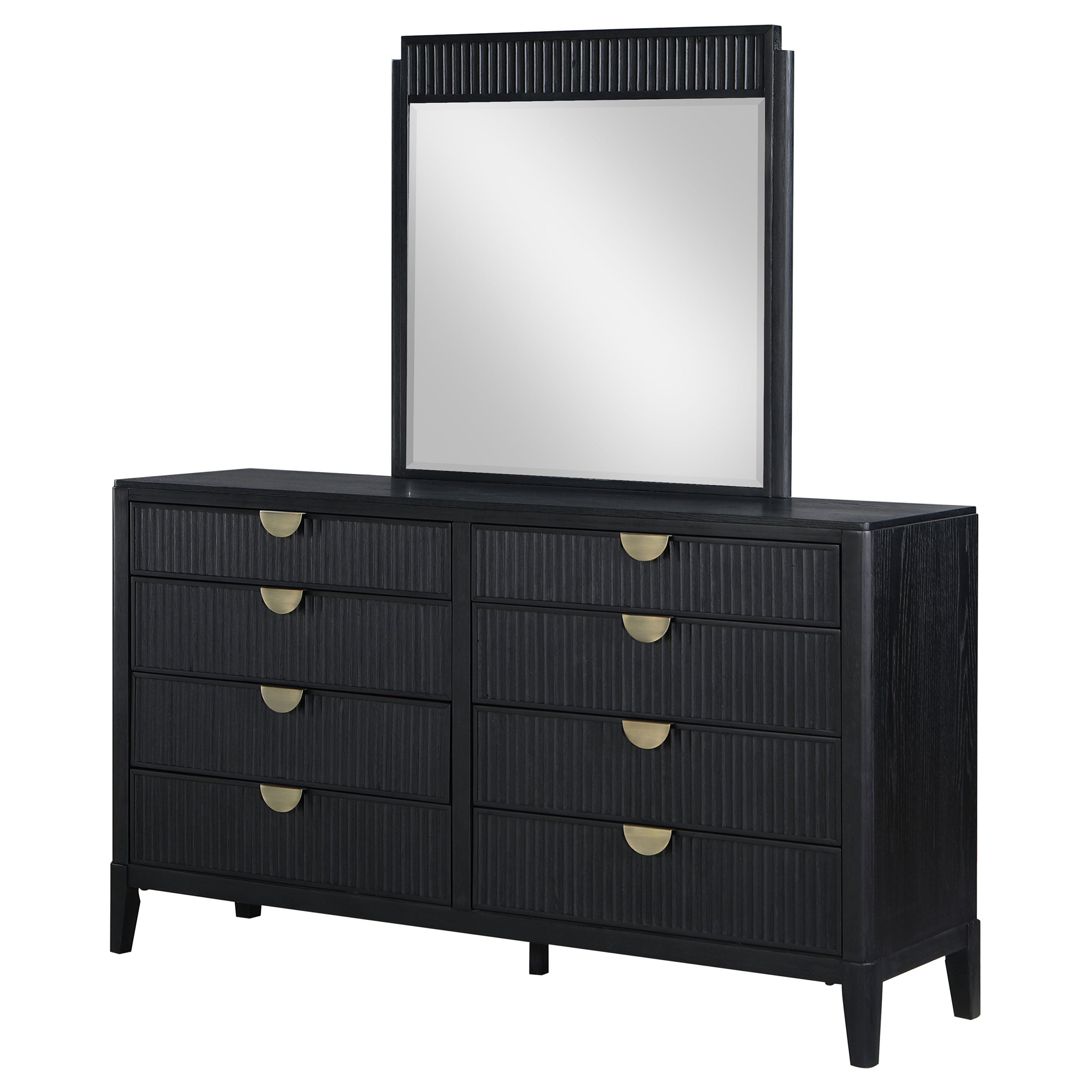 Brookmead 8-drawer Bedroom Dresser with Mirror Black