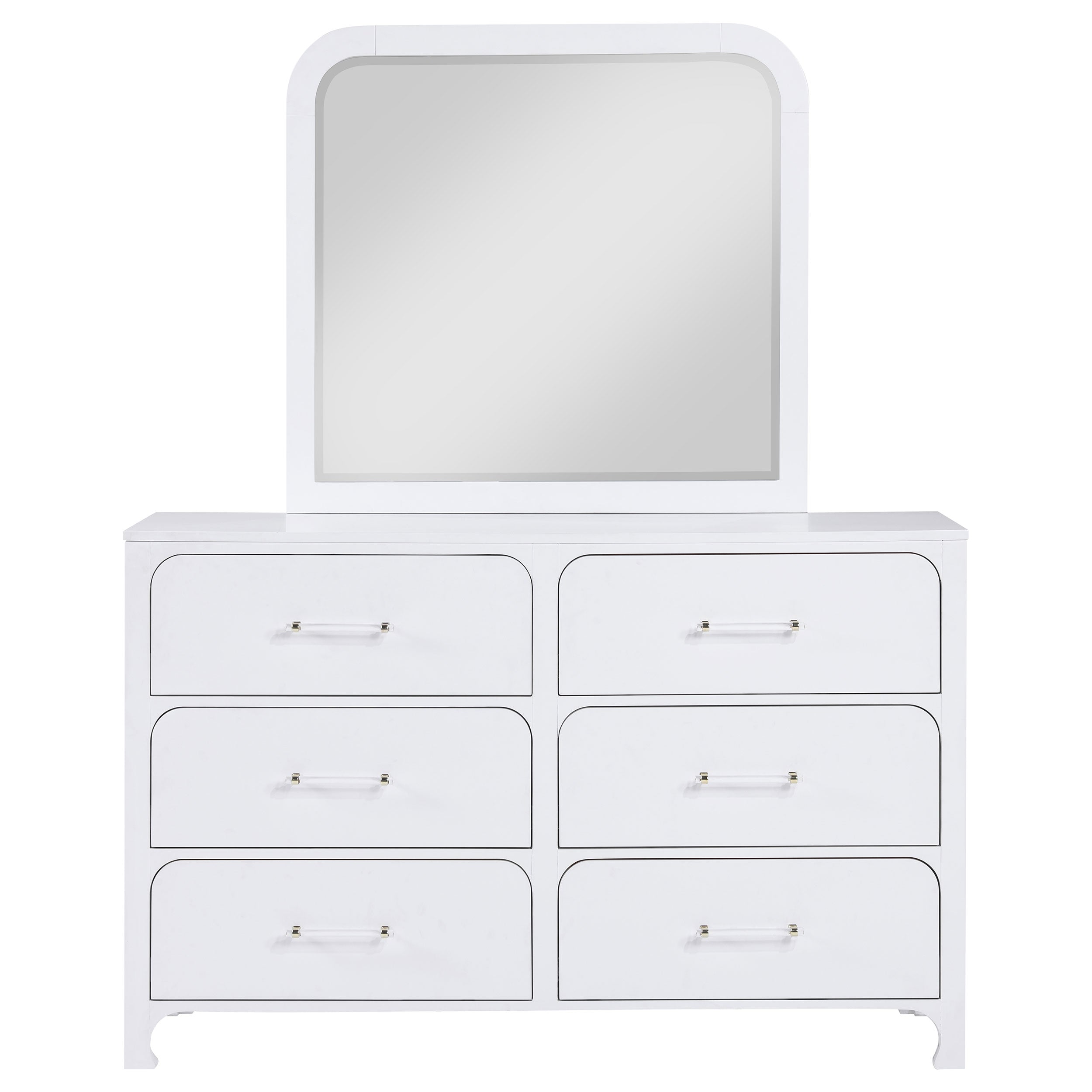 Anastasia 6-drawer Bedroom Dresser with Mirror Pearl White