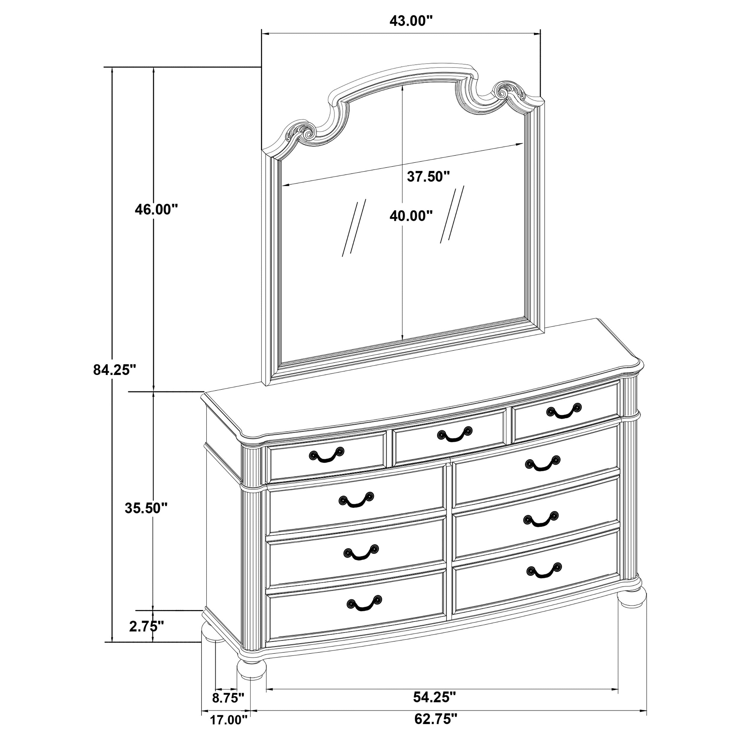 Celina 9-drawer Bedroom Dresser with Mirror Black