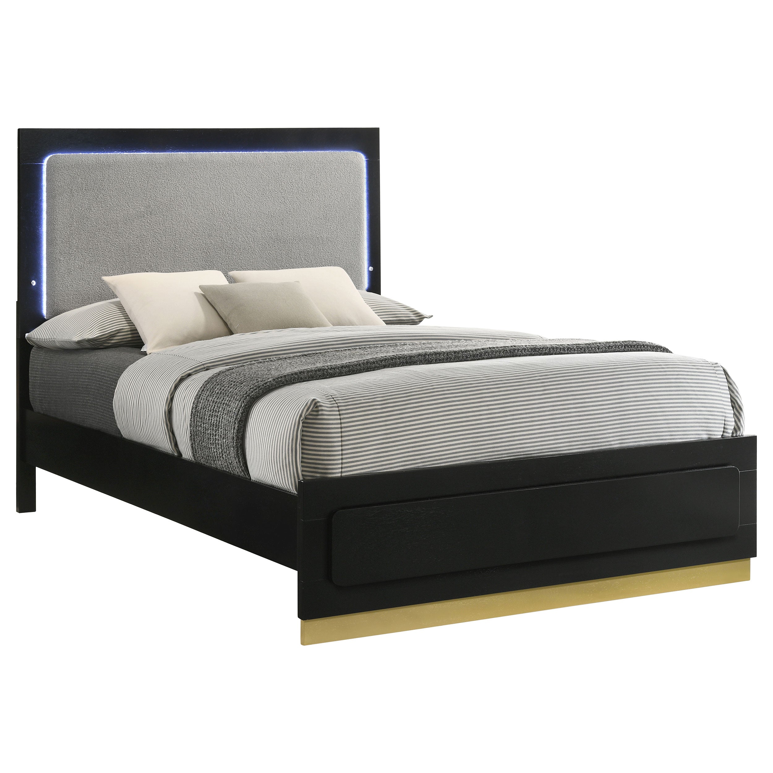 Caraway  Bed with LED Headboard Black and Grey