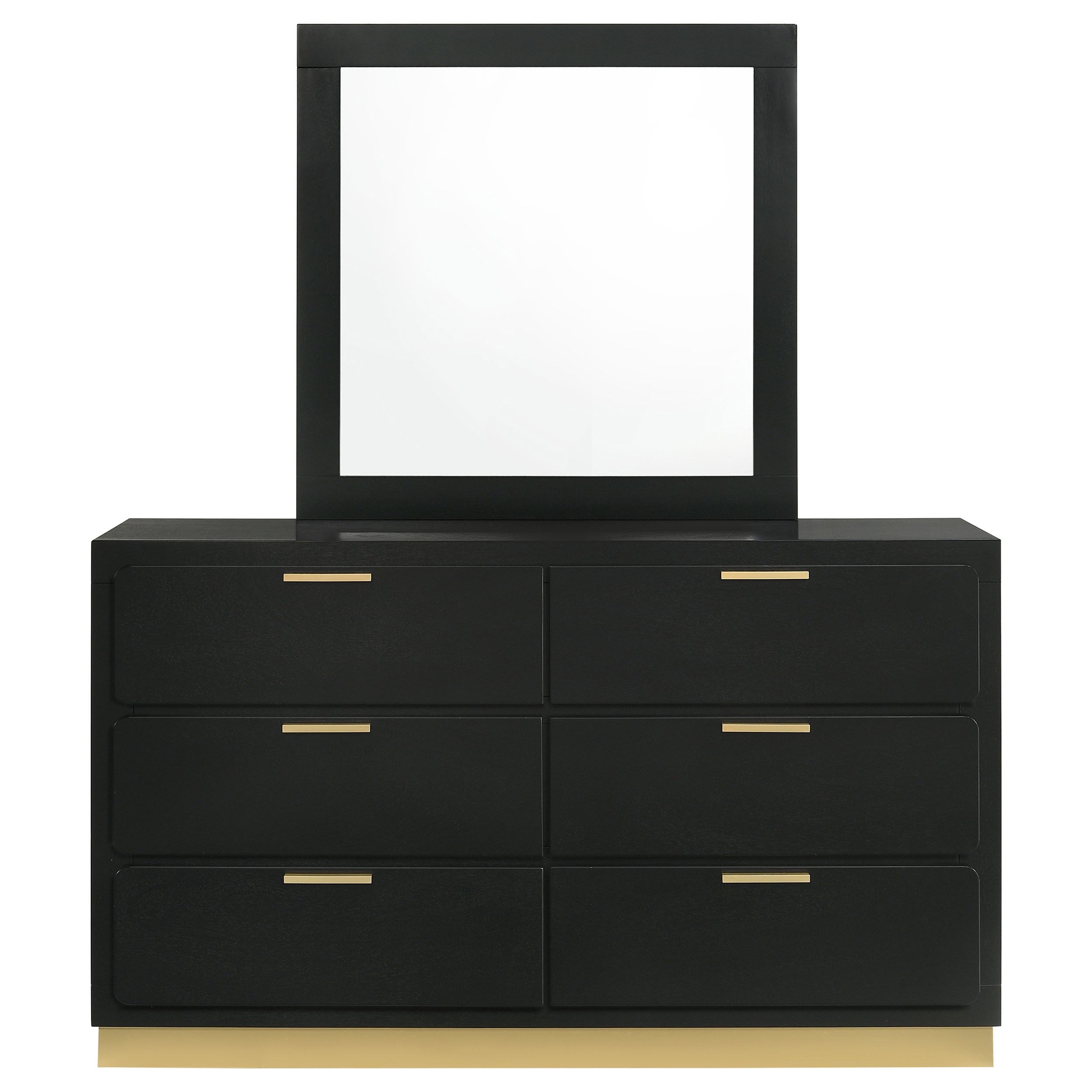 Caraway 6-drawer Bedroom Dresser with Mirror Black