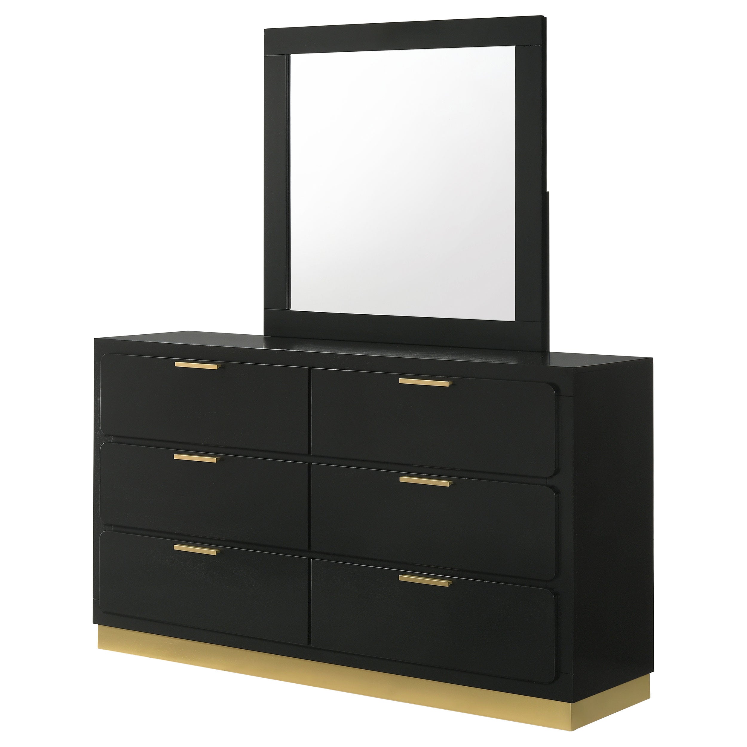 Caraway 6-drawer Bedroom Dresser with Mirror Black