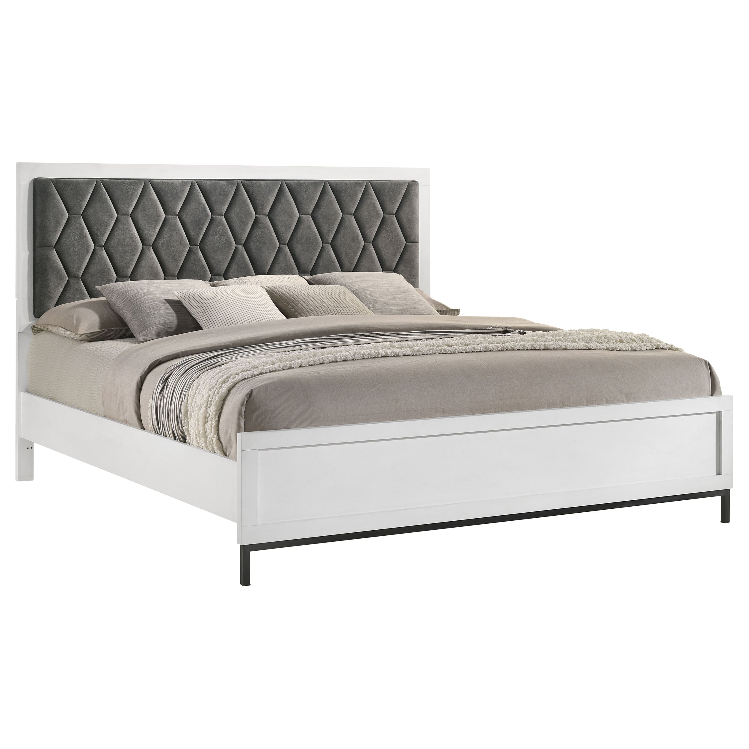 Sonora  Upholstered Panel Bed White