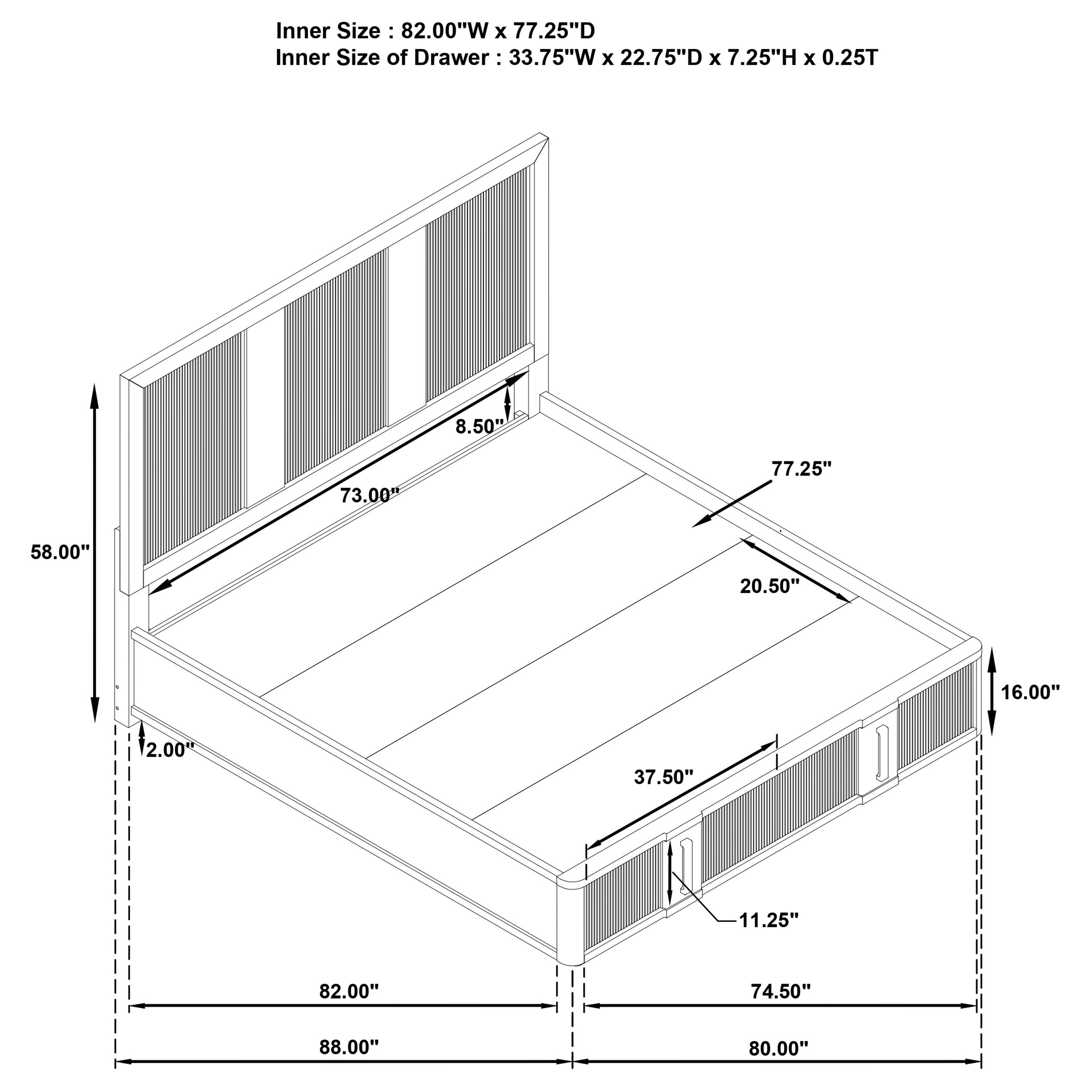 Terrace 2-drawer Queen Storage Bed Ash Brown