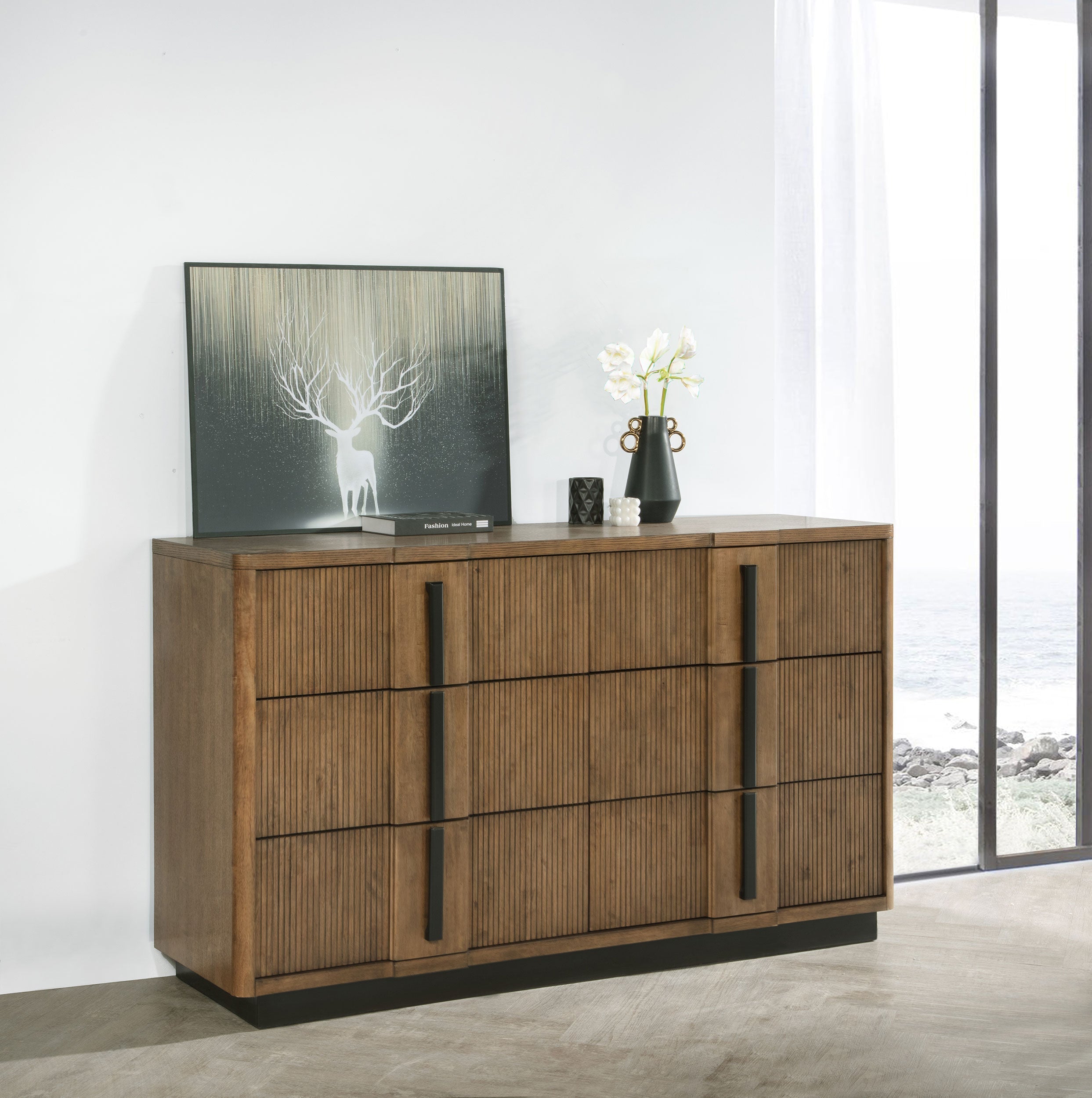 Terrace 6-drawer Dresser and Mirror Ash Brown