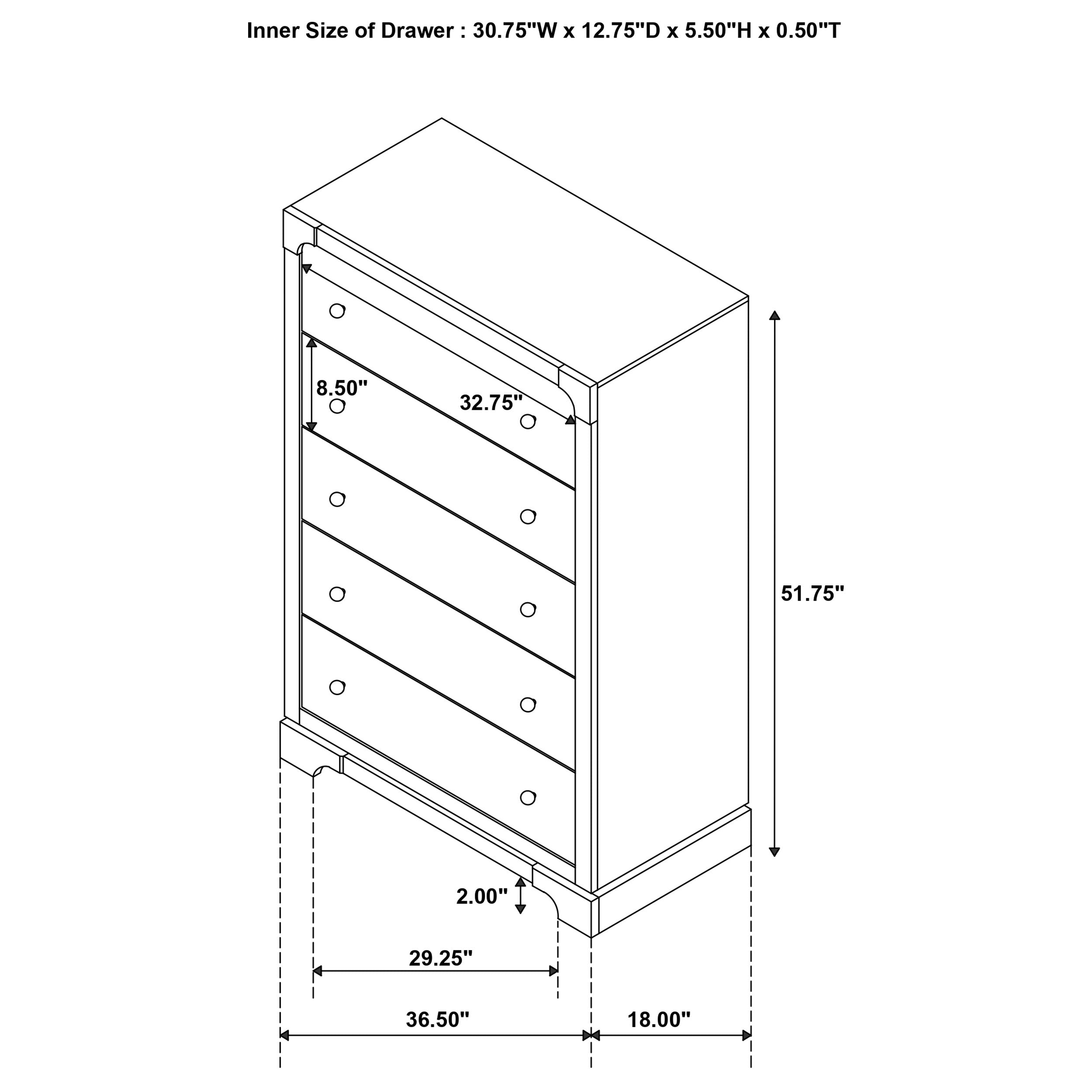 Gran Park 5-drawer Bedroom Chest of Drawers Dark Cocoa