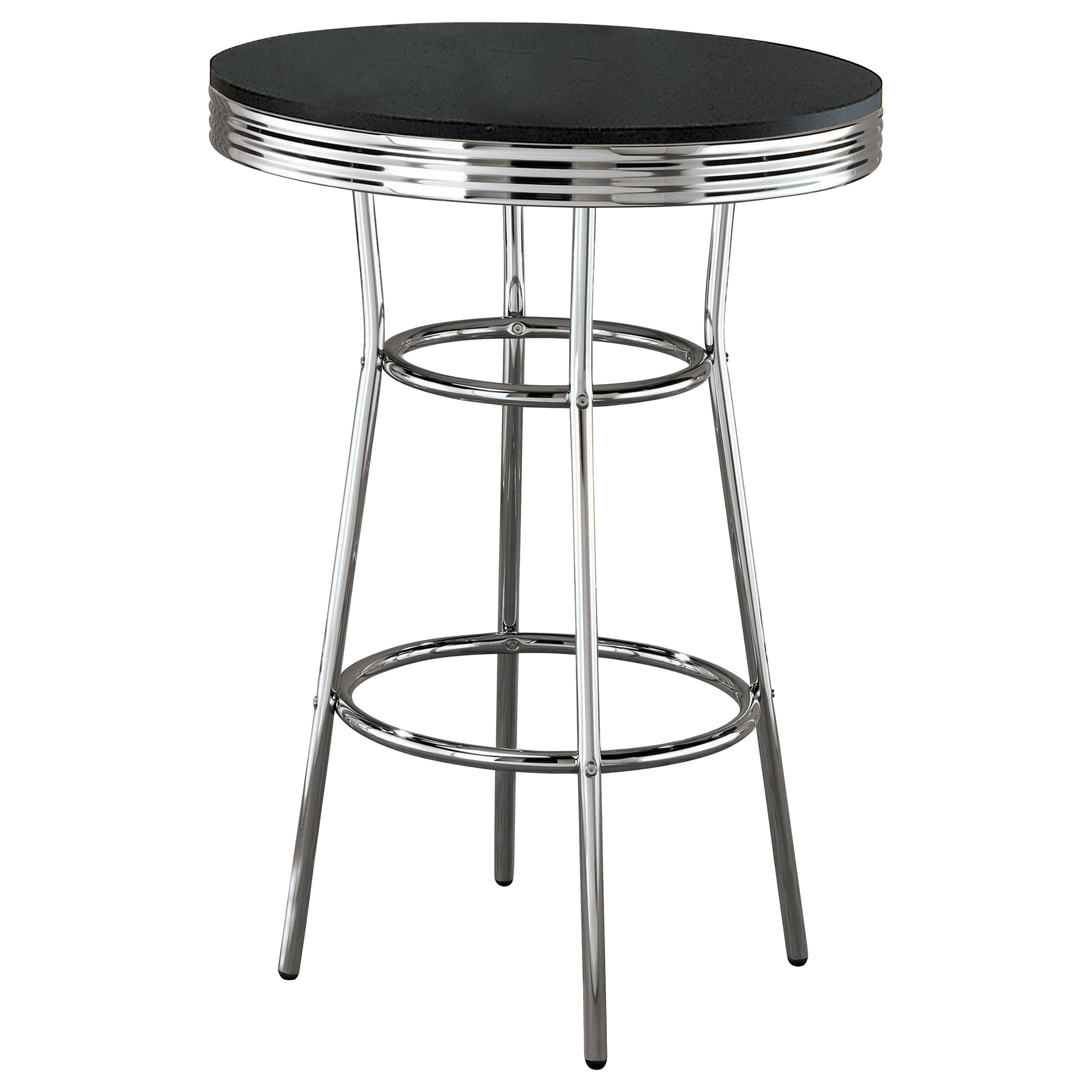 Theodore Round Bar Table Chrome and Glossy White