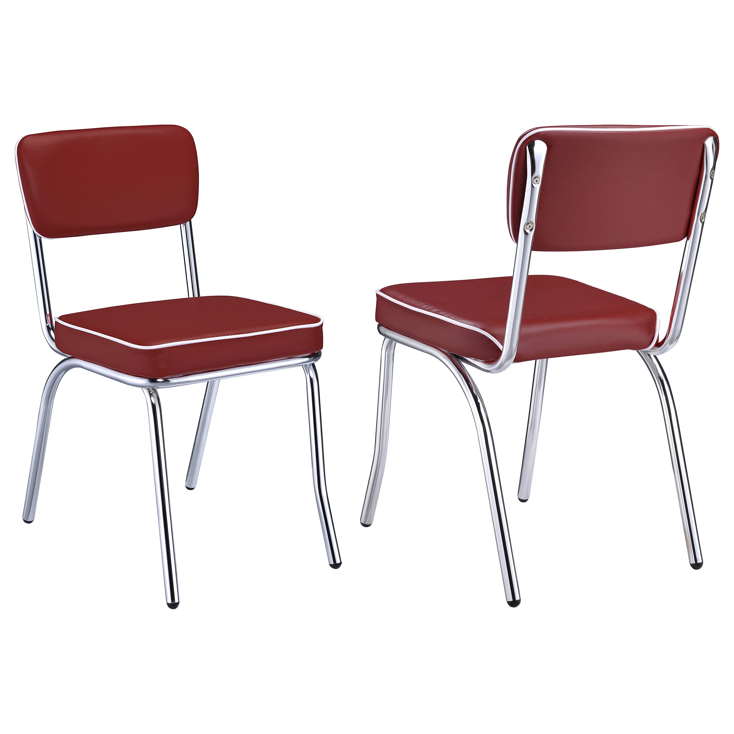 Retro Open Back Side Chairs Black and Chrome (Set of 2)