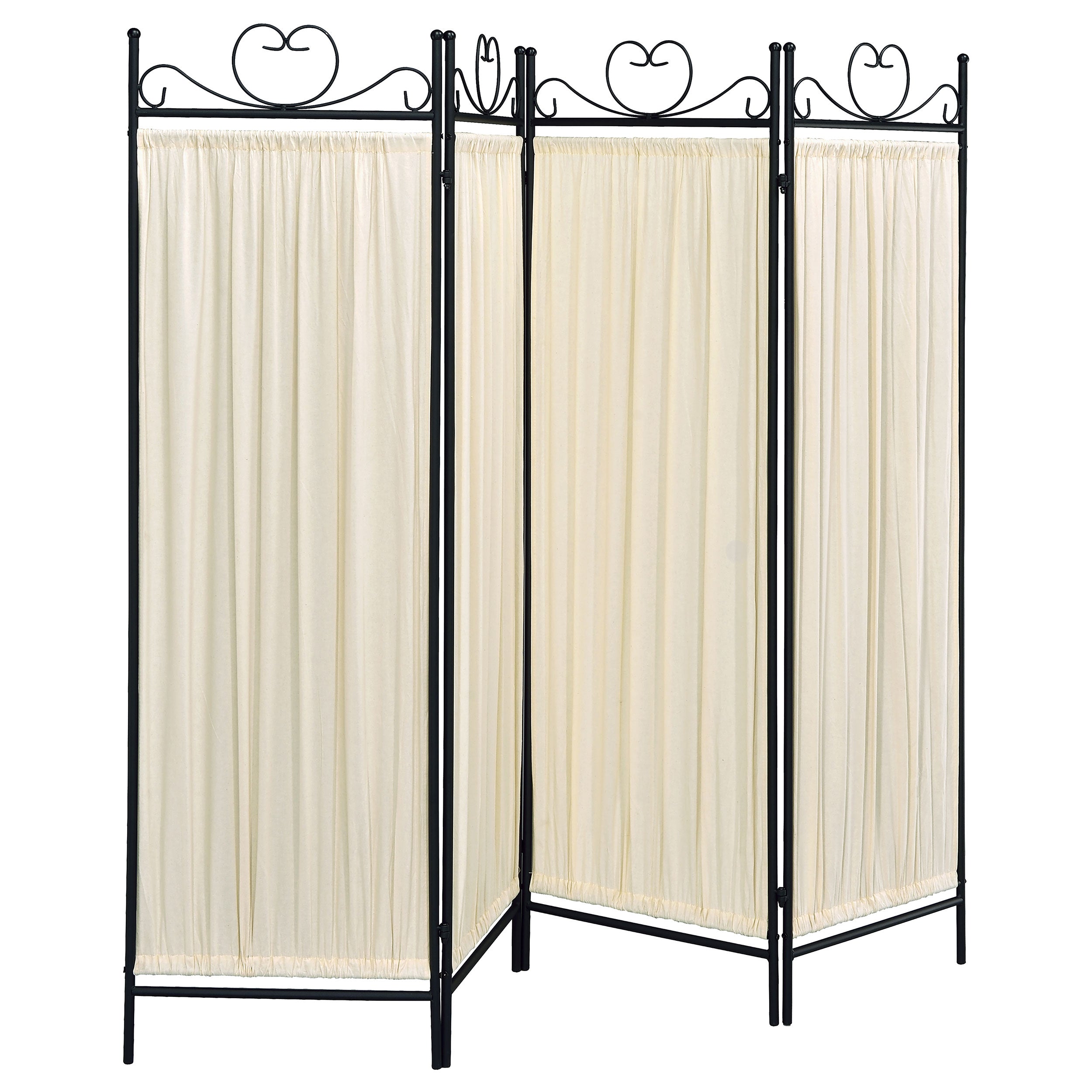 Dove 4-panel Folding Screen Beige and Black