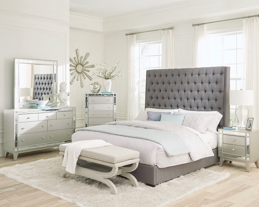 Camille   Bedroom Set Grey and Metallic Mercury