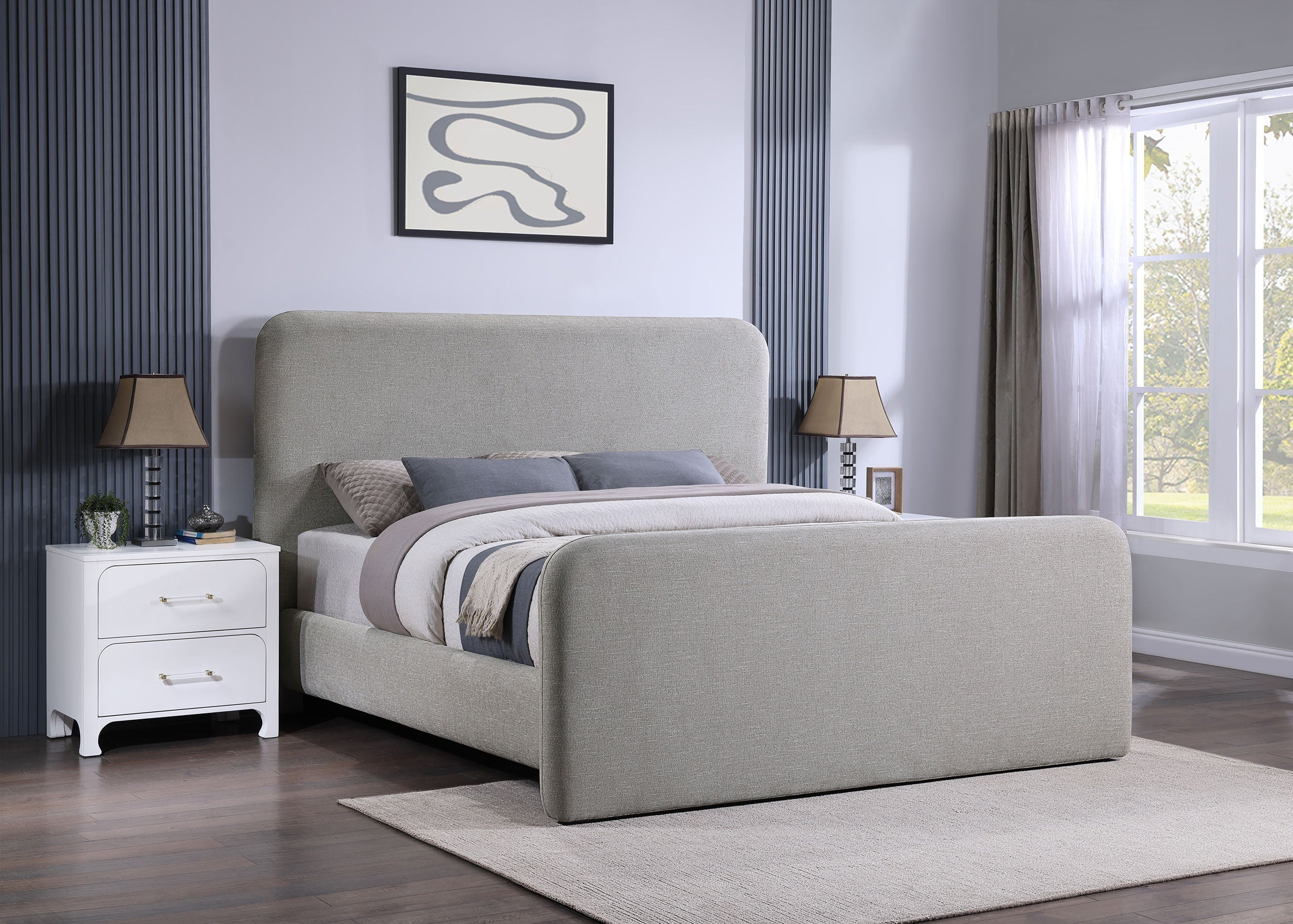 Wren Upholstered  Platform Bed Grey