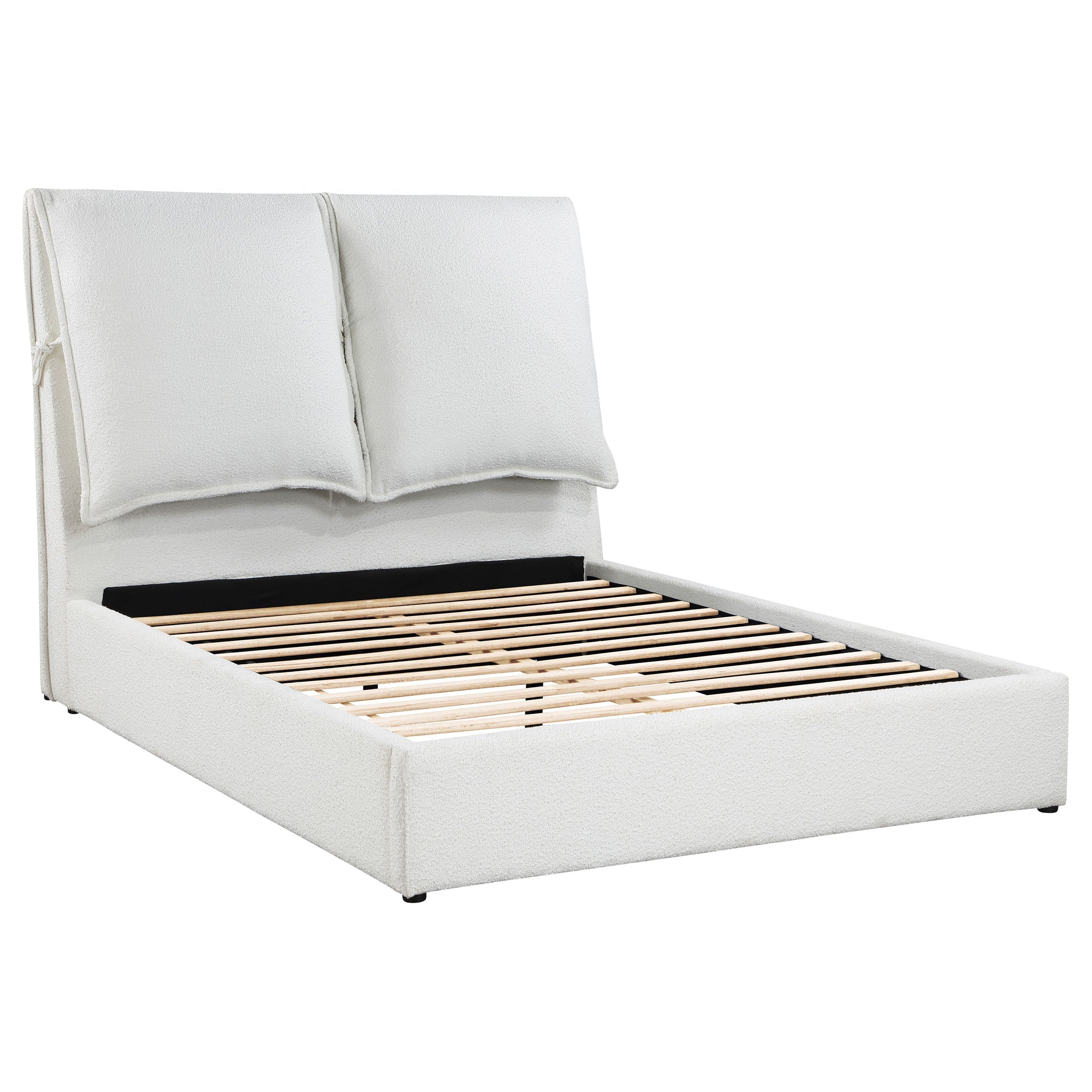 Gwendoline Upholstered  Platform Bed with Pillow Headboard White