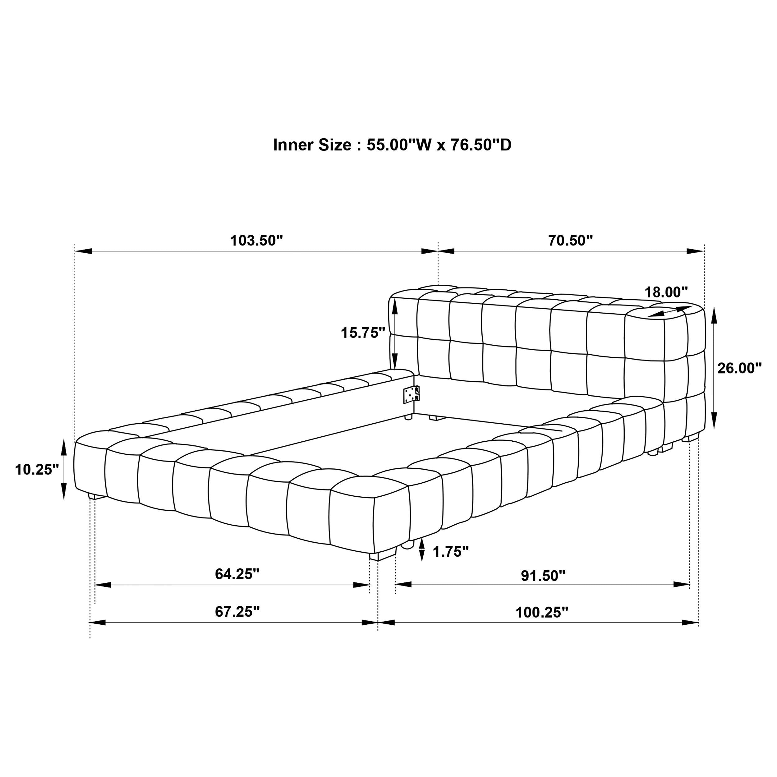 Trinity Upholstered  Platform Bed Light Taupe