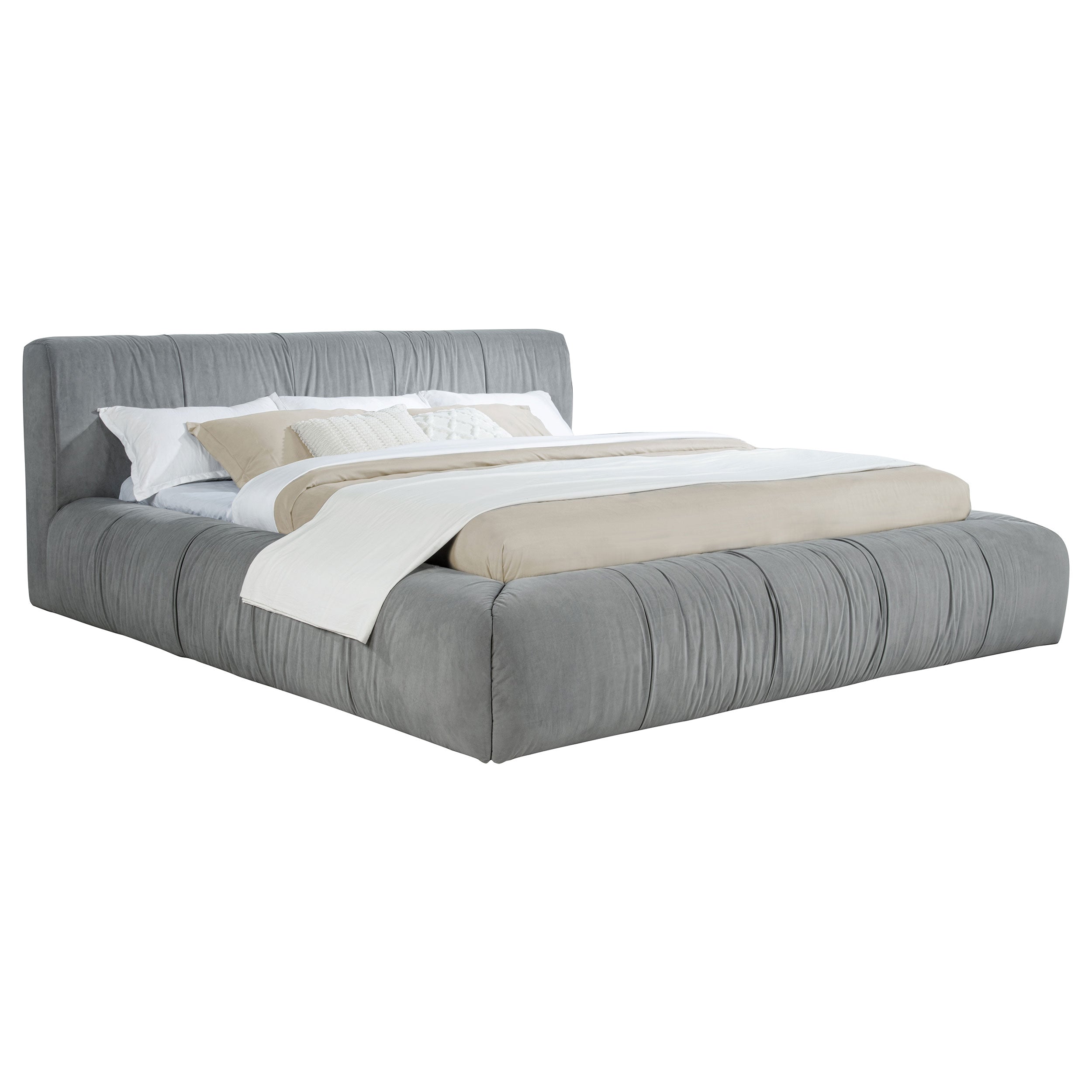 Wilshire Upholstered Queen Platform Bed Grey