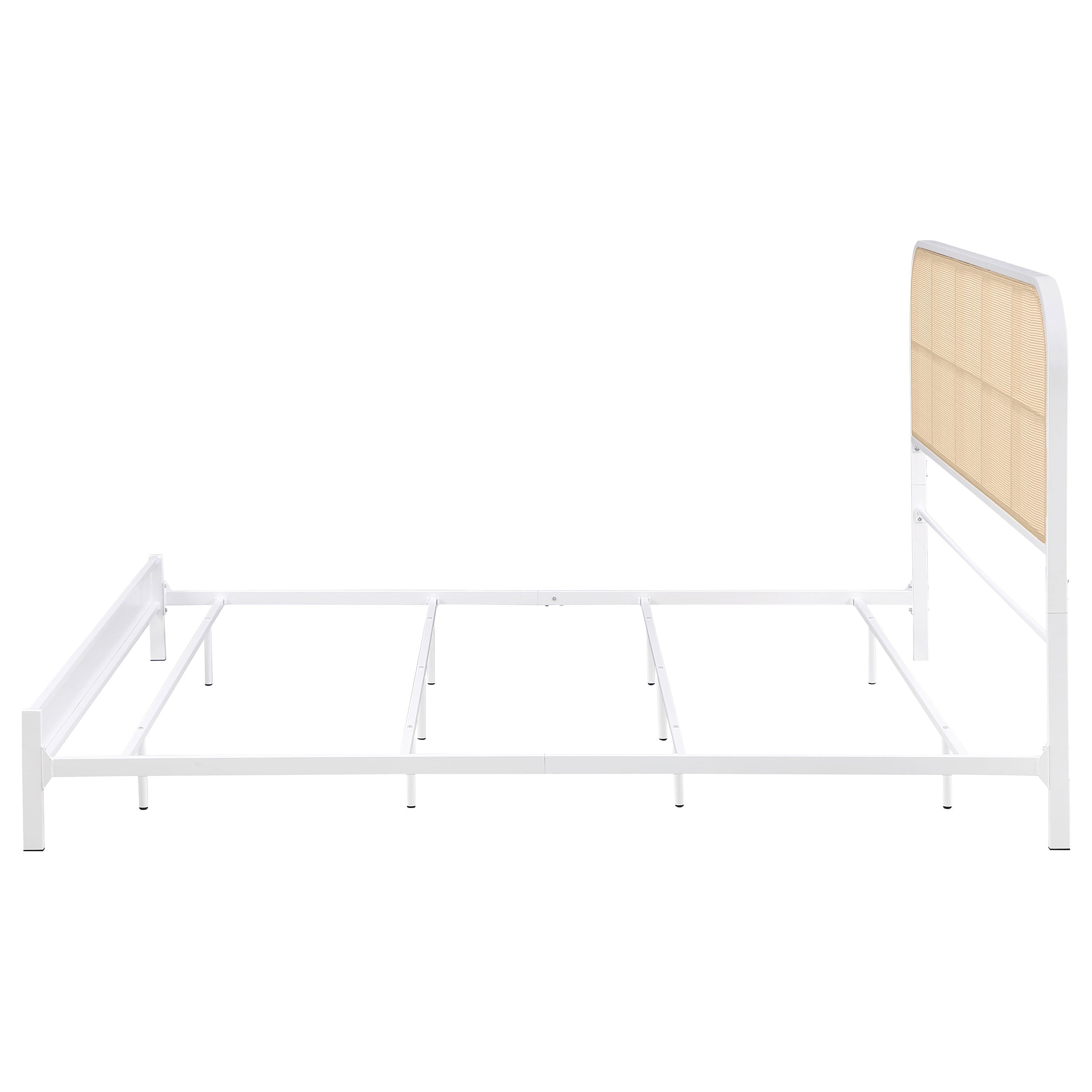 Amherst Radio Weave Rattan Metal Queen Bed White