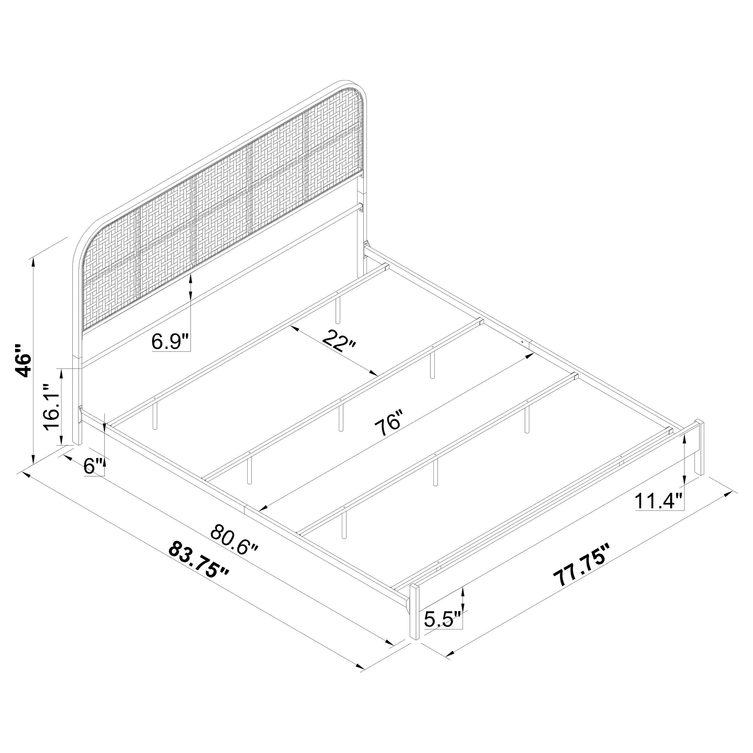 Amherst Radio Weave Rattan Metal Queen Bed White