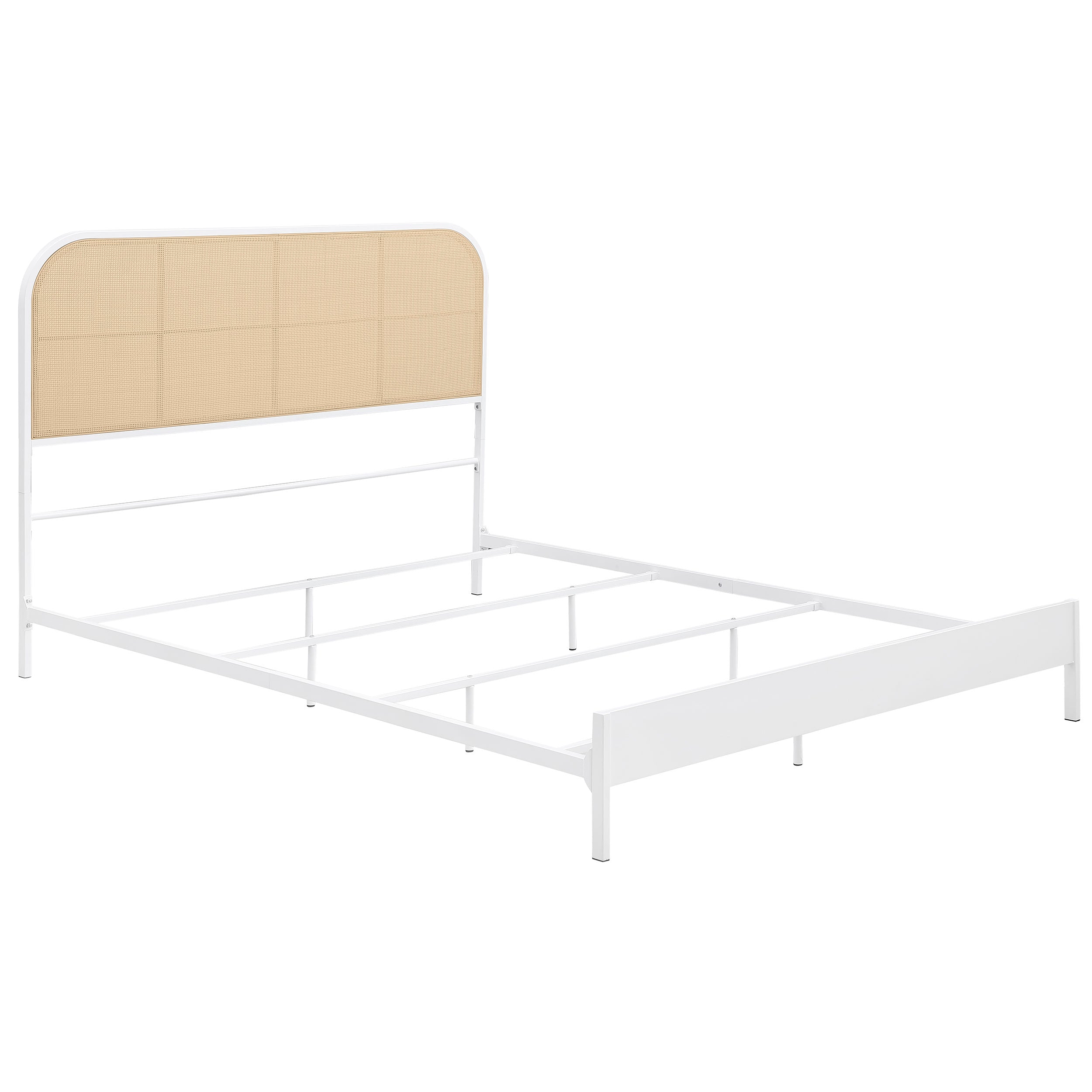 Amherst Radio Weave Rattan Metal Queen Bed White