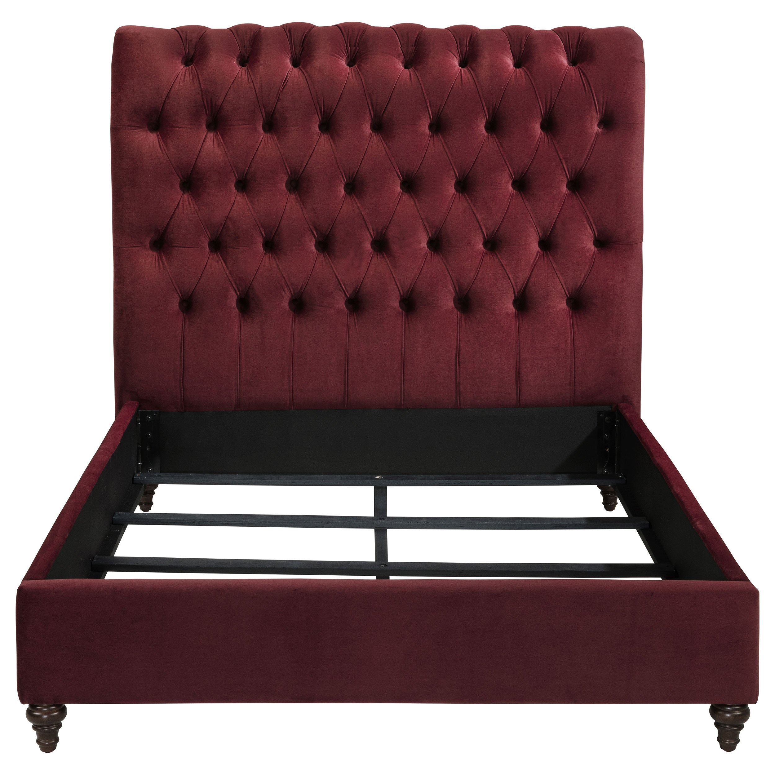 Devon 57-inch Upholstered Queen Panel Bed Wine Red