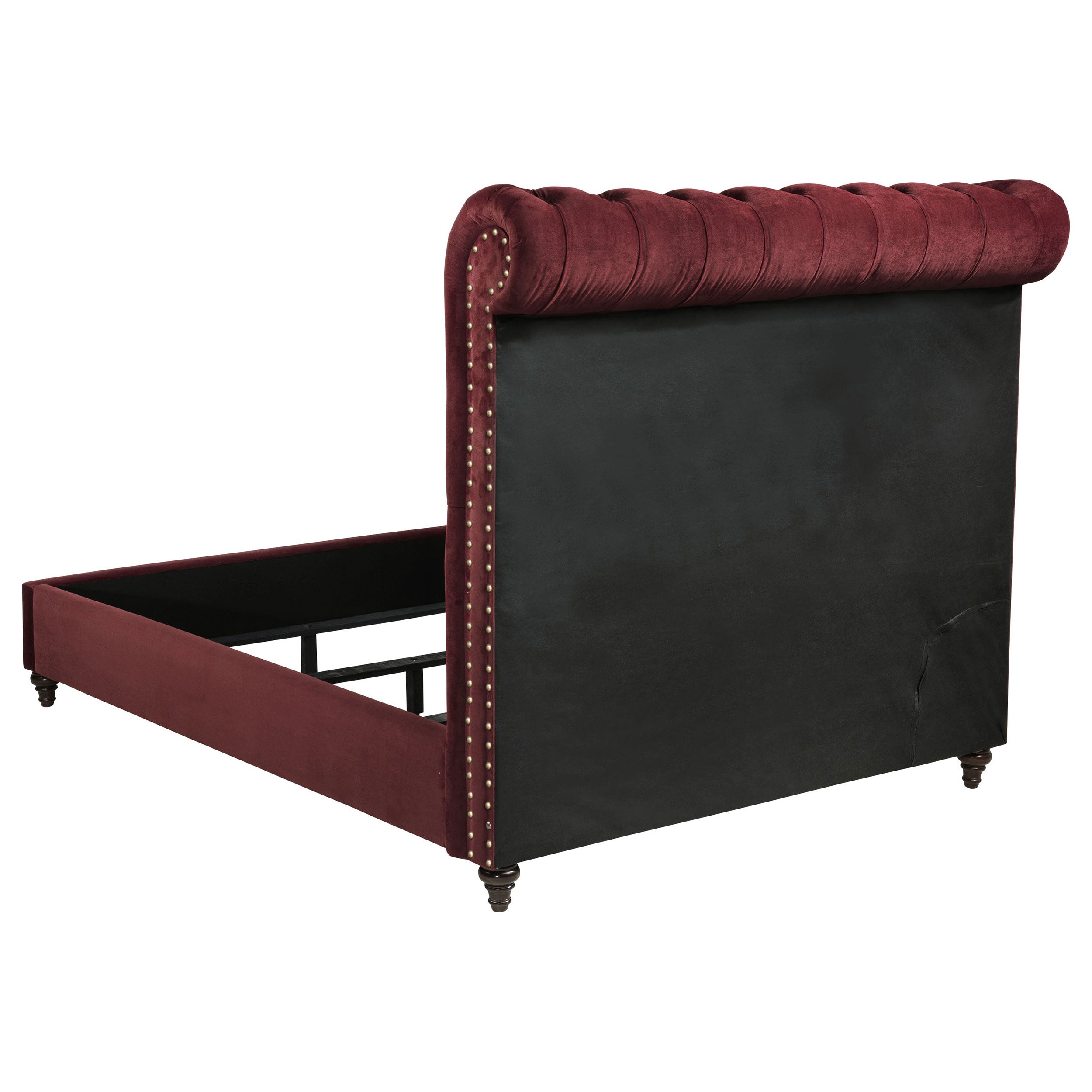 Devon 57-inch Upholstered Queen Panel Bed Wine Red