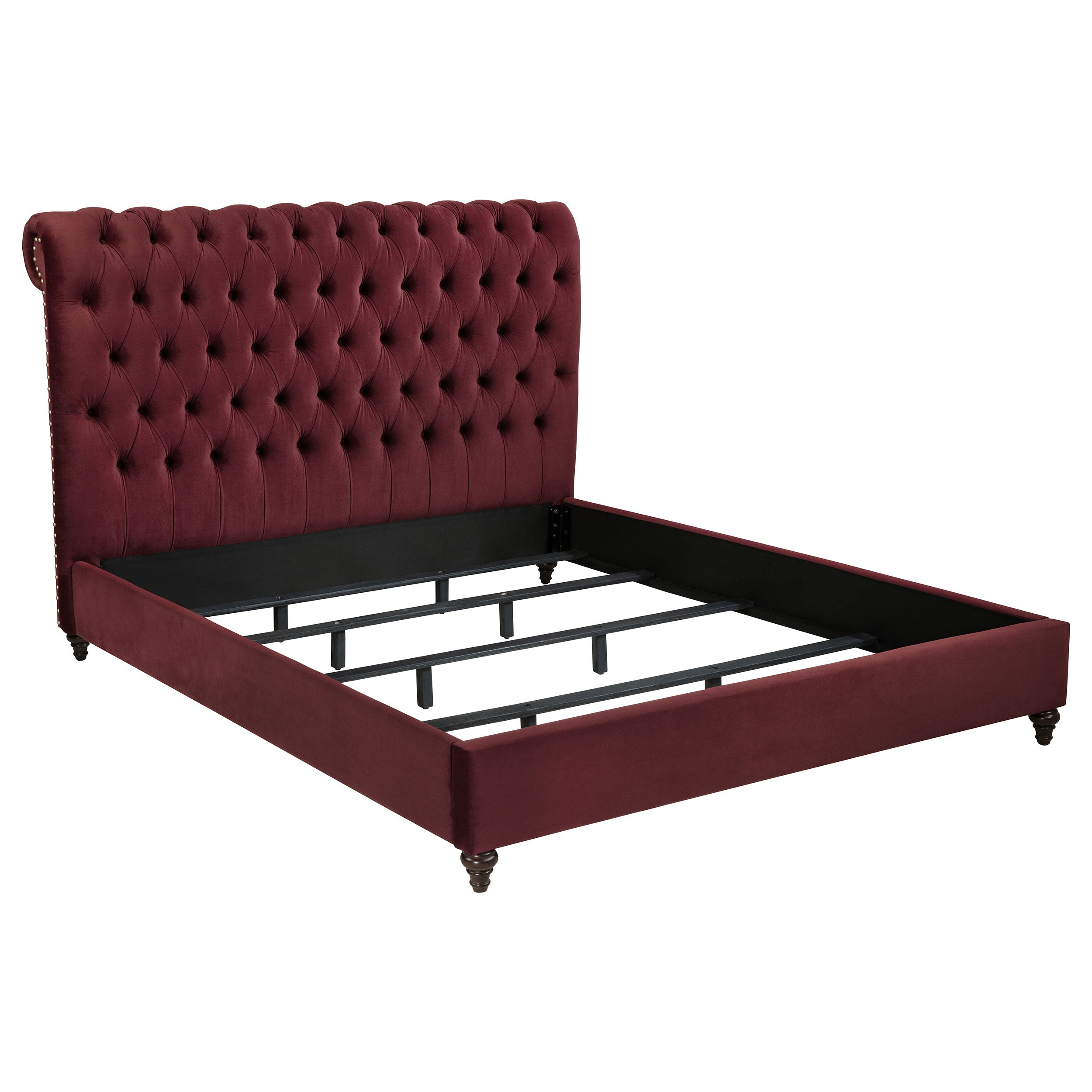 Devon 57-inch Upholstered Queen Panel Bed Wine Red