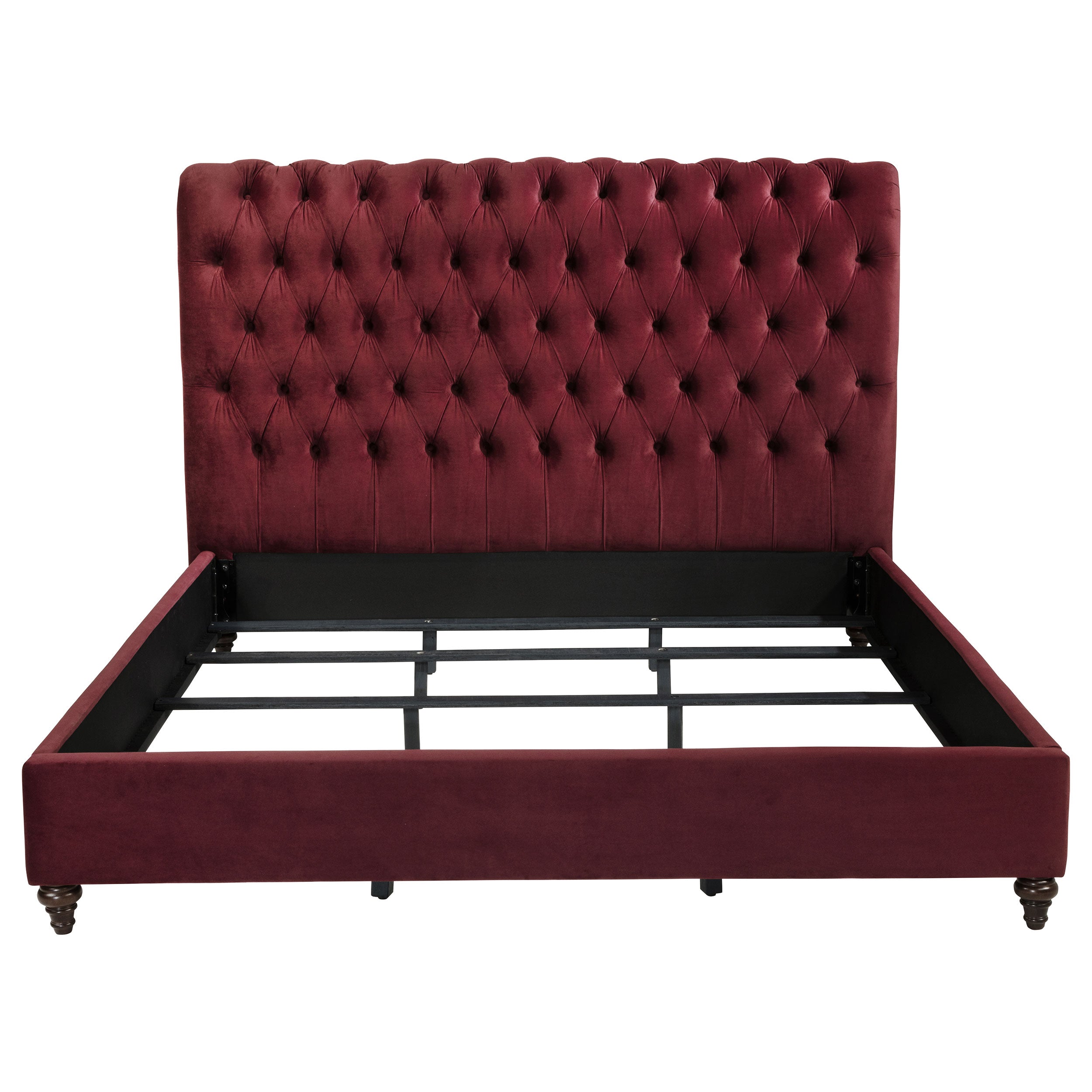 Devon 57-inch Upholstered Queen Panel Bed Wine Red