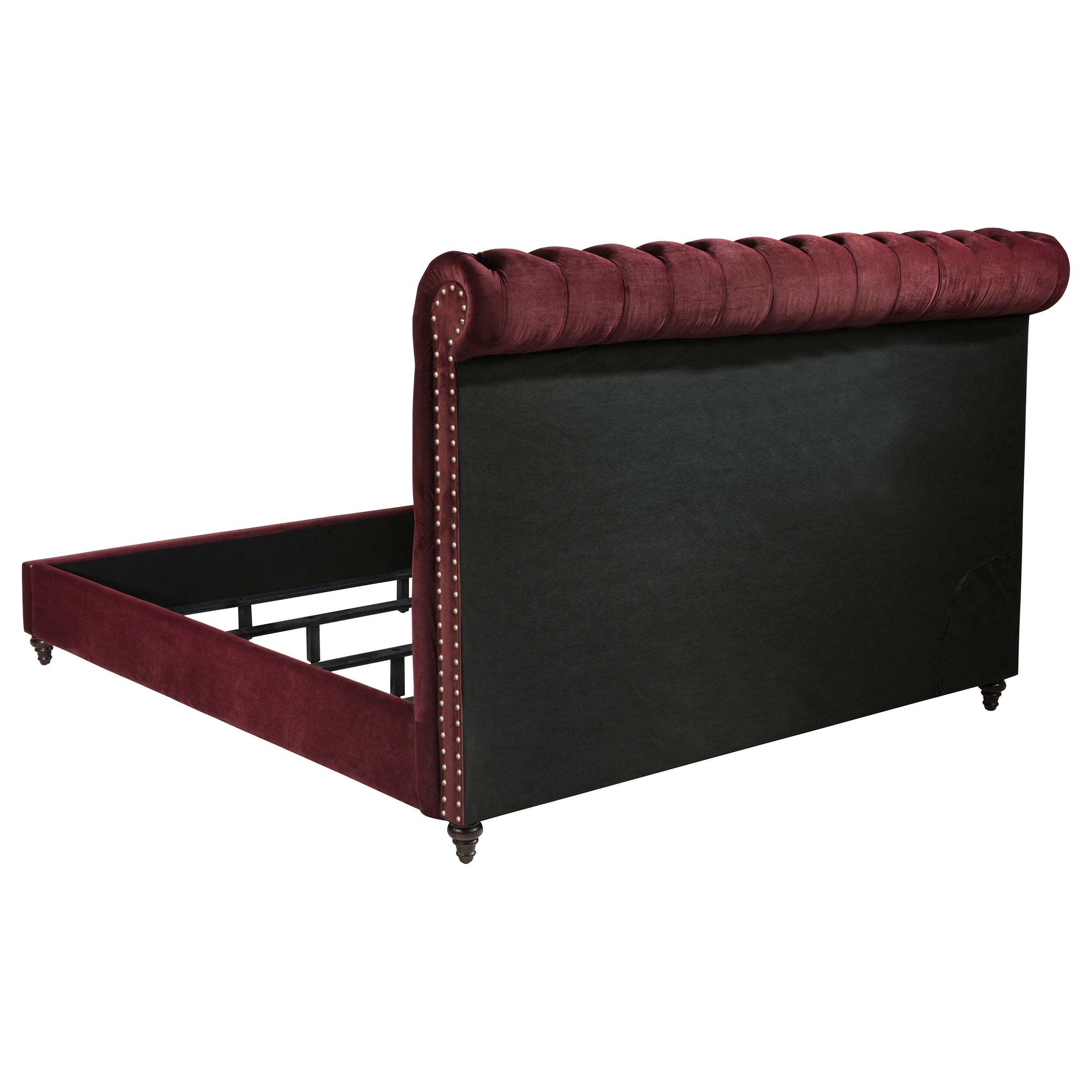 Devon 57-inch Upholstered Queen Panel Bed Wine Red