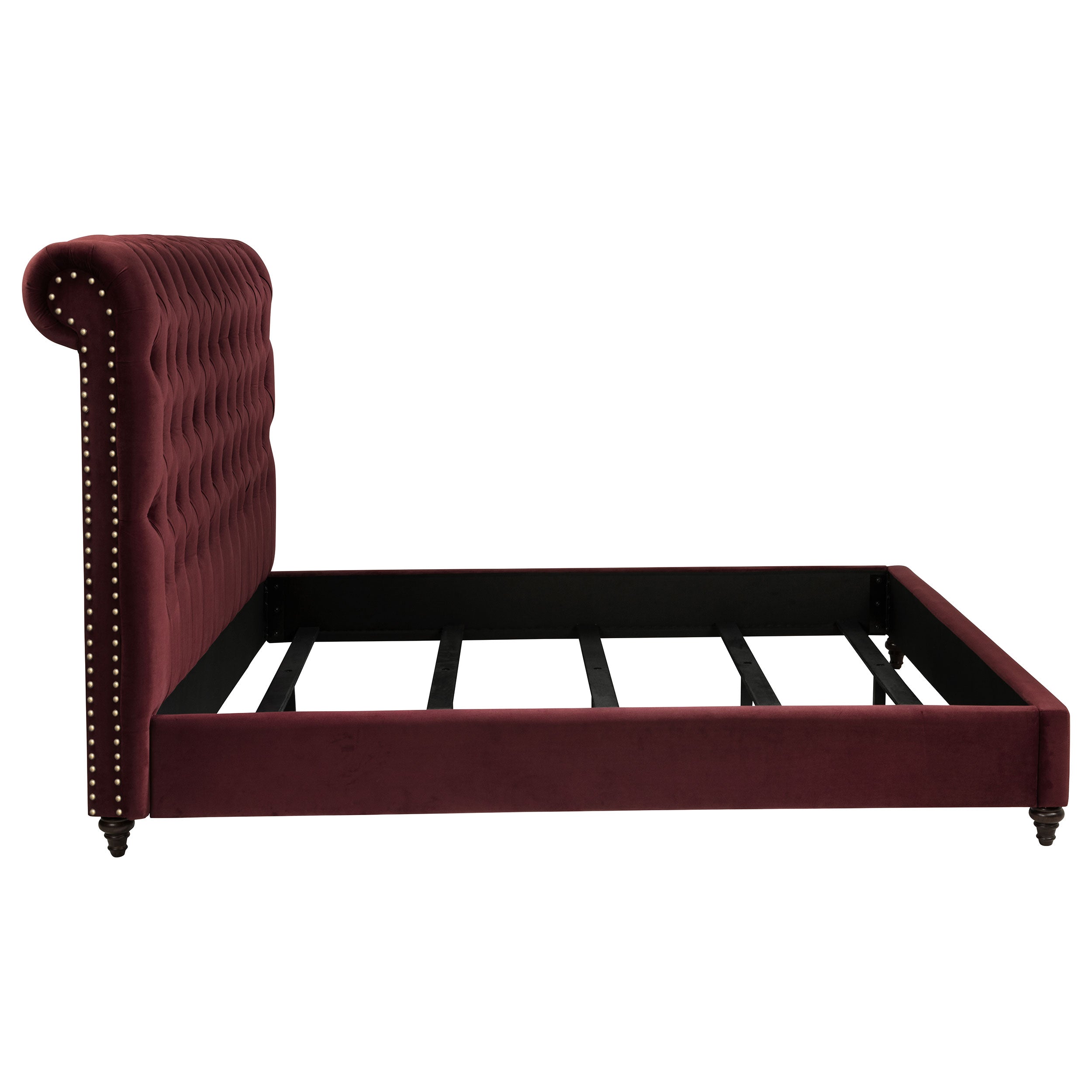 Devon 57-inch Upholstered Queen Panel Bed Wine Red