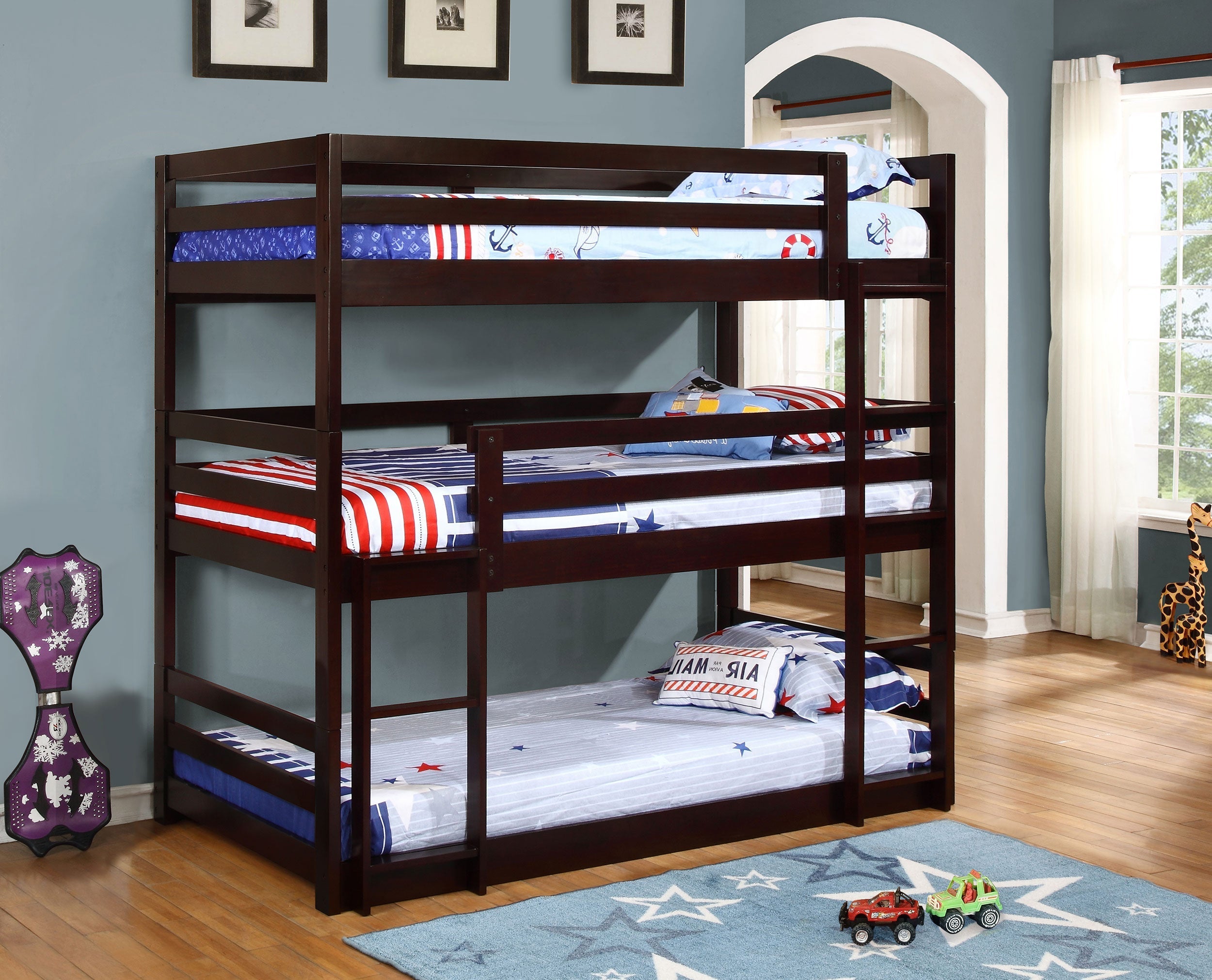 Sandler Twin Triple Bunk Bed Cappuccino