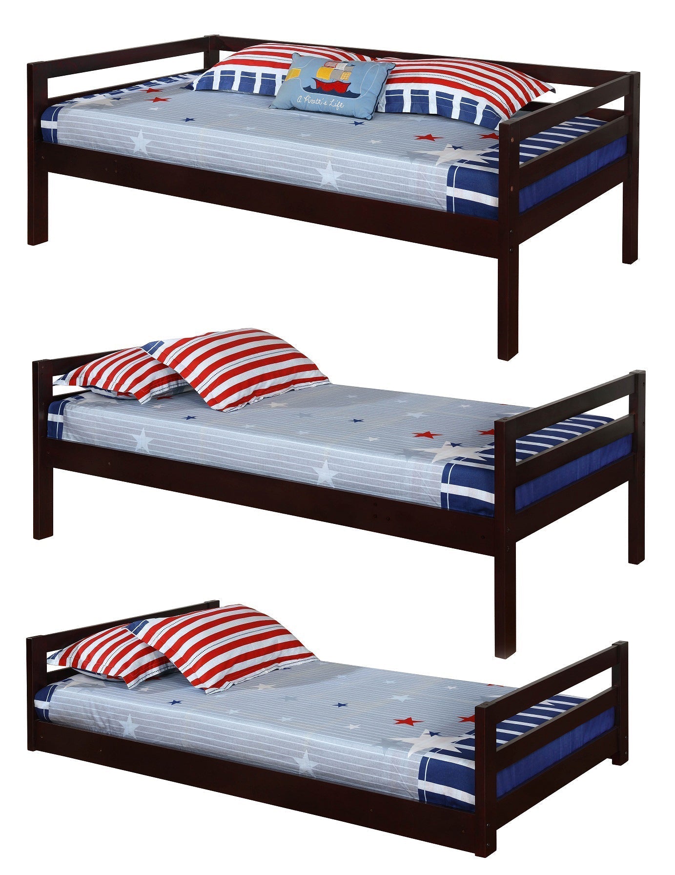 Sandler Twin Triple Bunk Bed Cappuccino