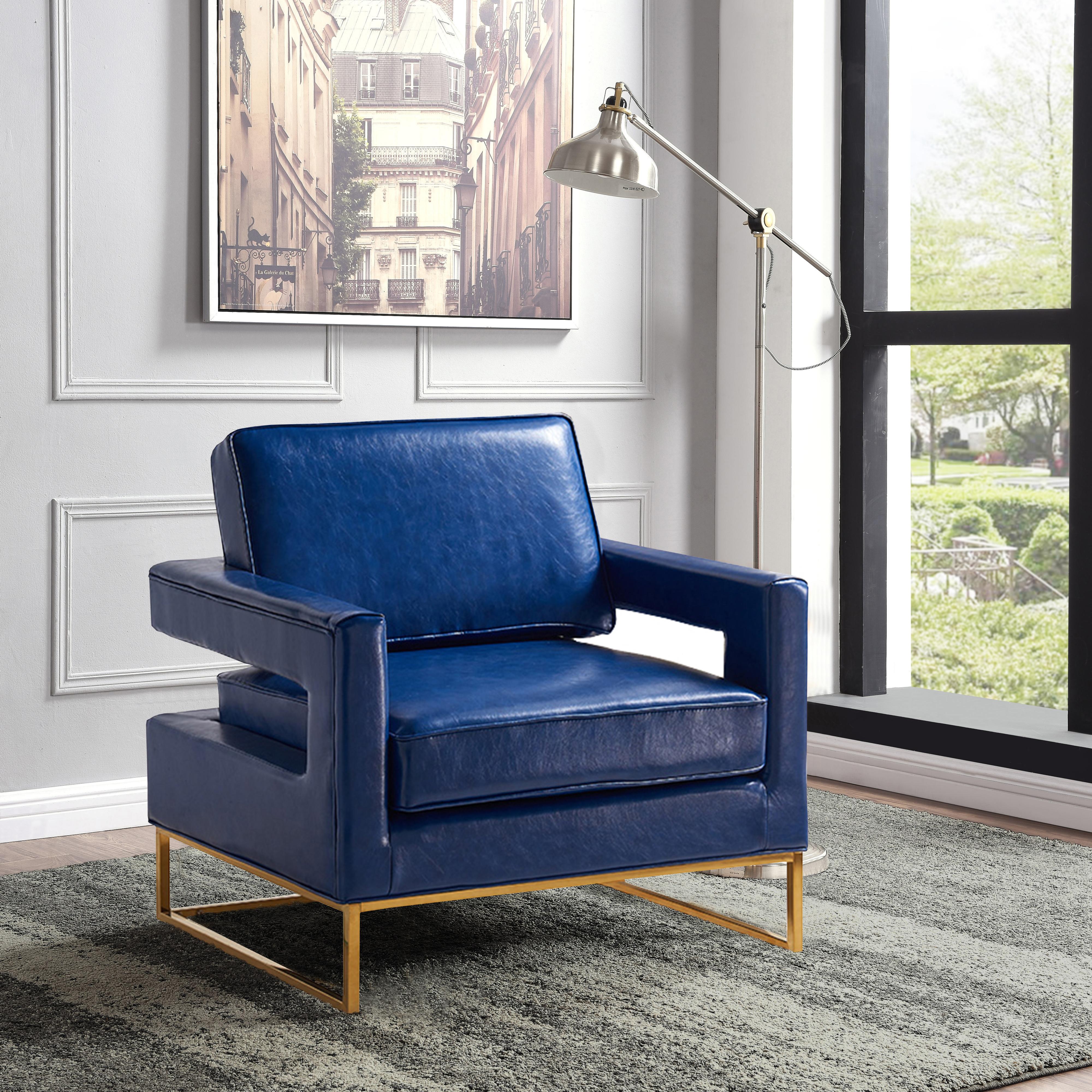 Meridian Amelia Navy Vegan Leather Accent Chair