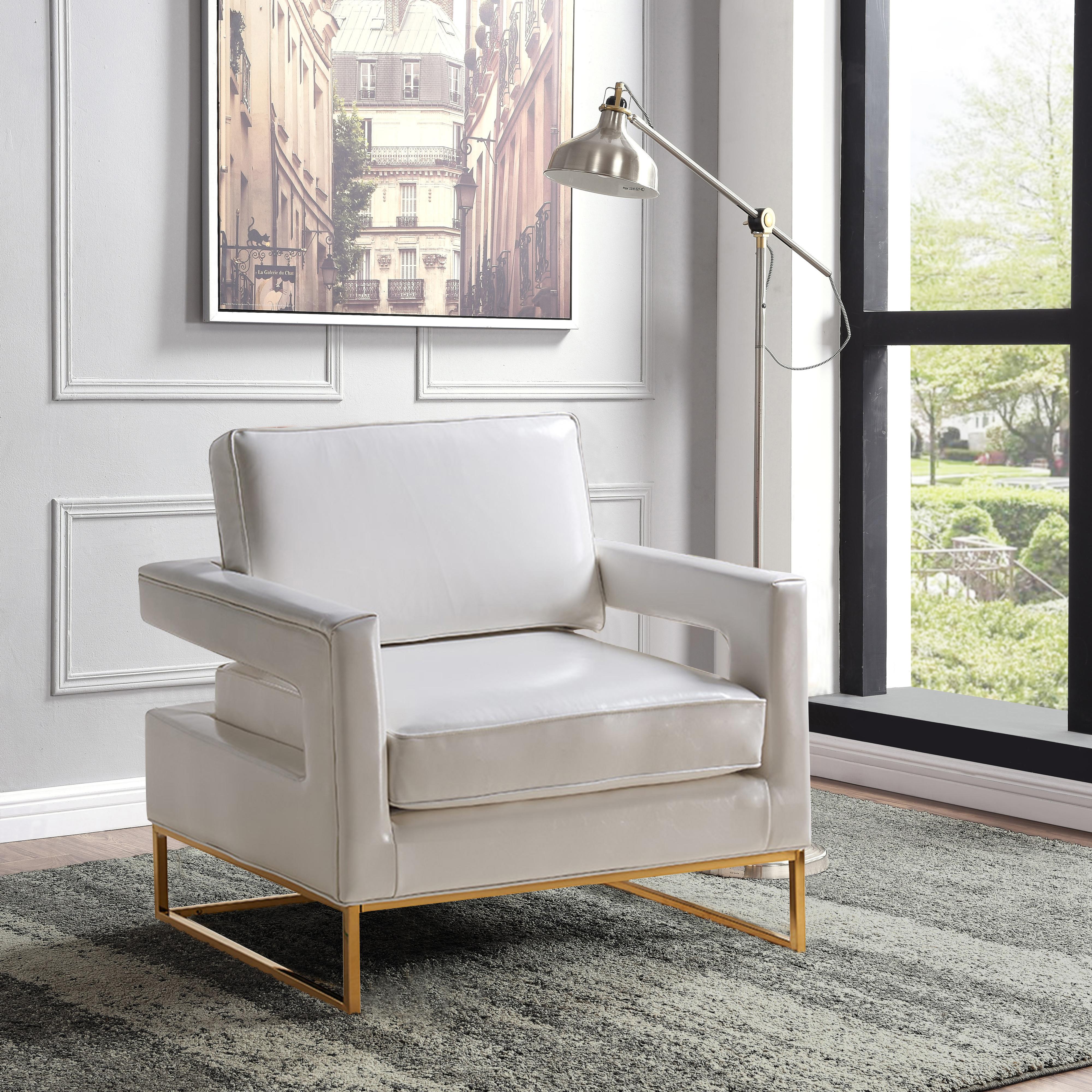 Meridian Amelia White Vegan Leather Accent Chair