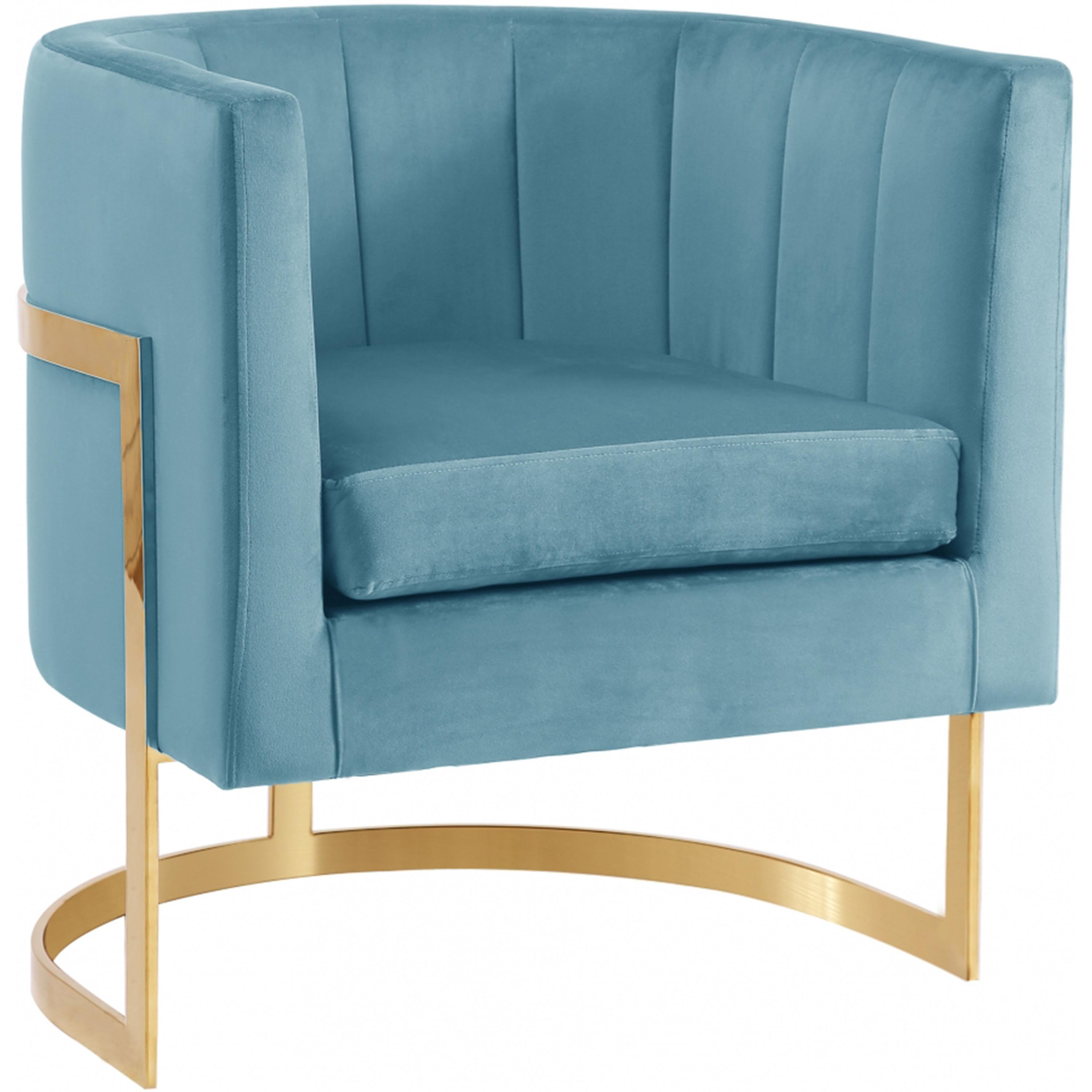 Meridian Carter Aqua Velvet Accent Chair