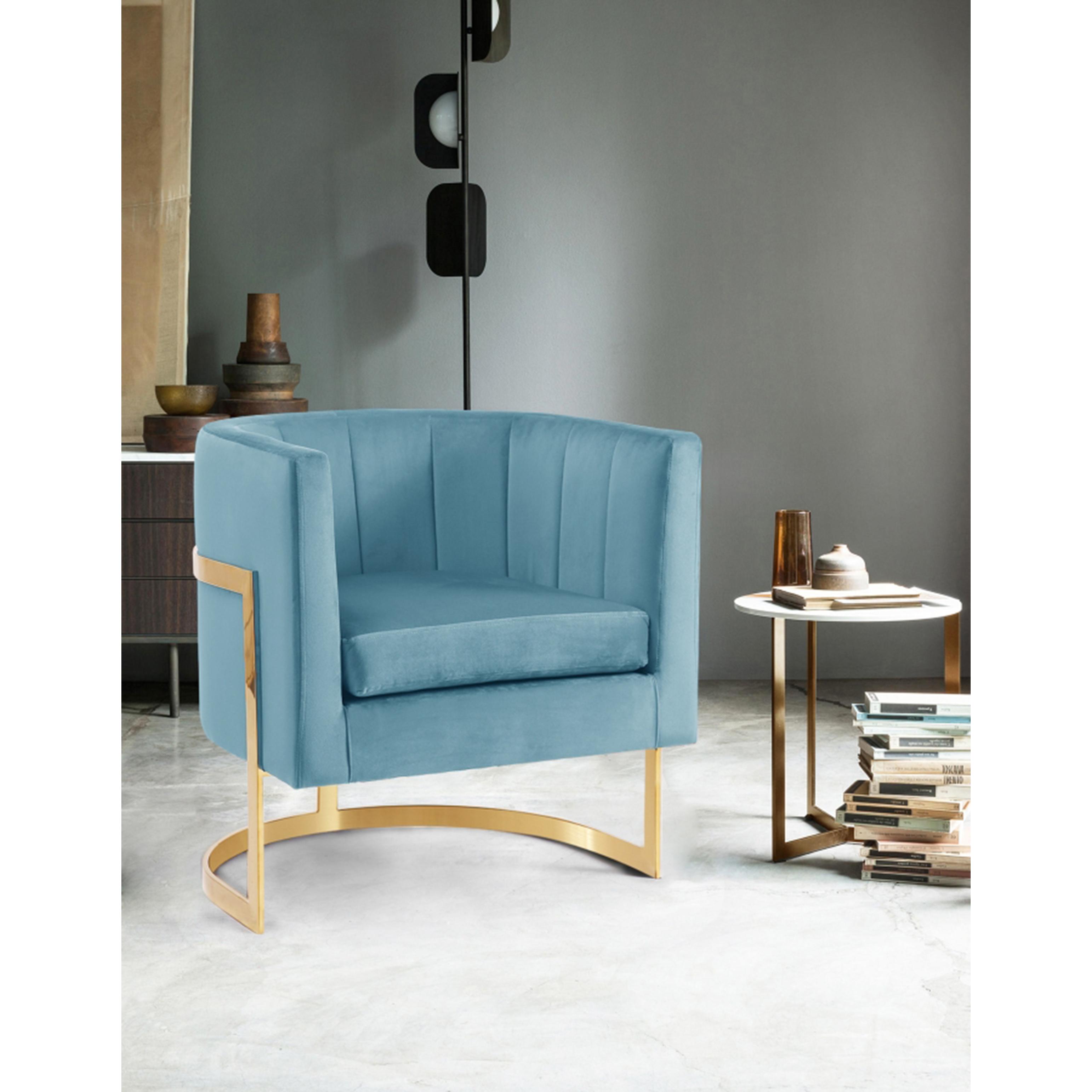 Meridian Carter Aqua Velvet Accent Chair