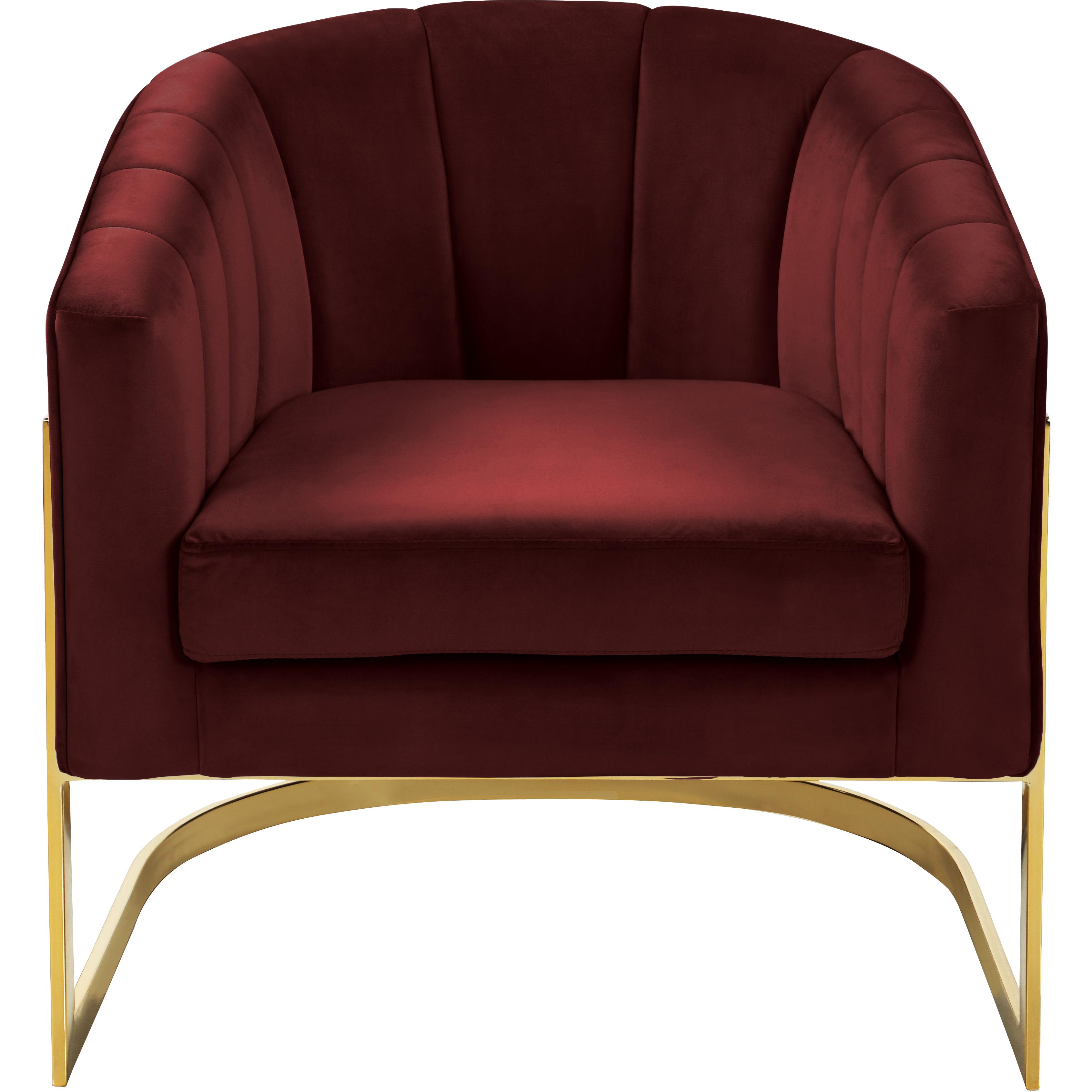 Meridian Carter Burgundy Velvet Accent Chair