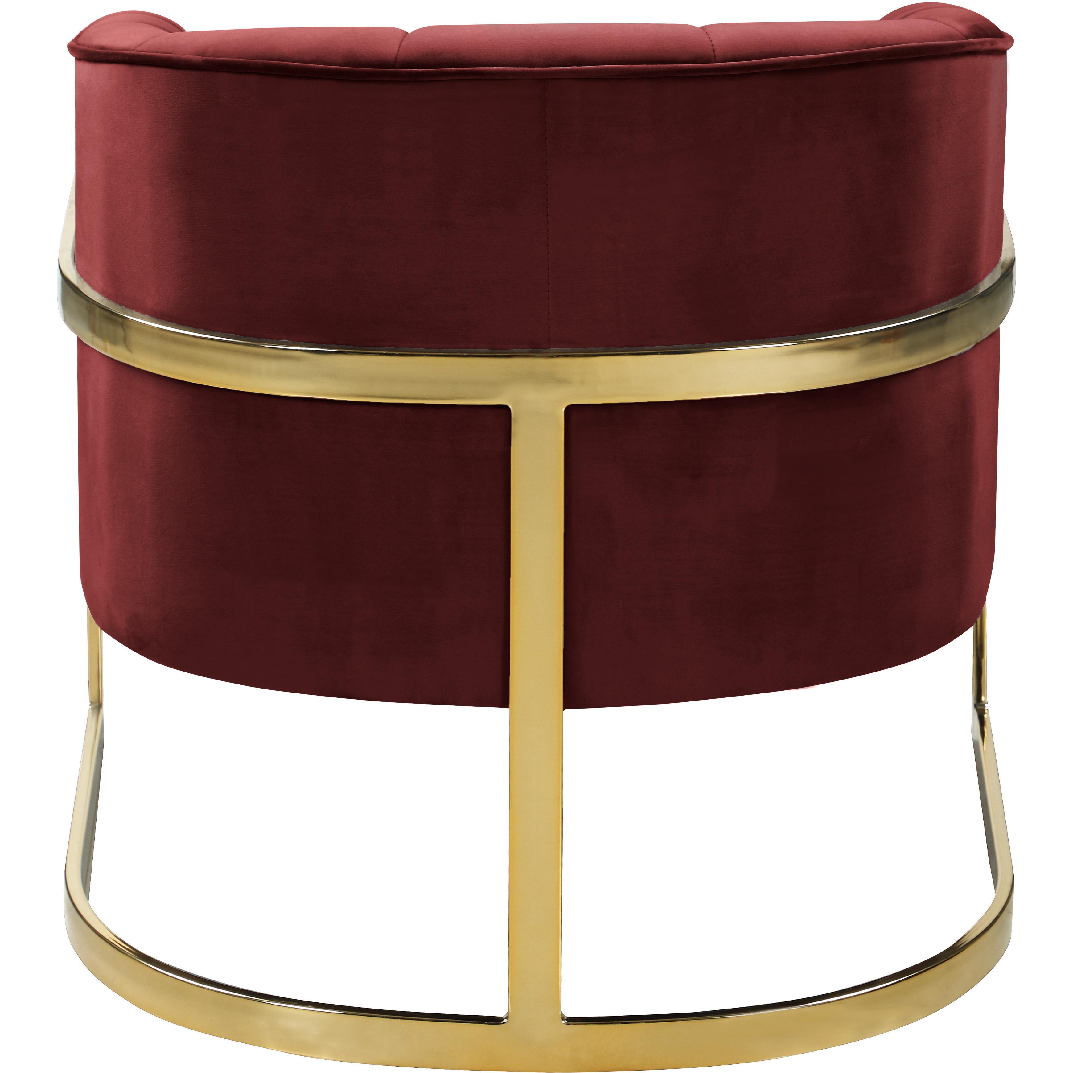 Meridian Carter Burgundy Velvet Accent Chair