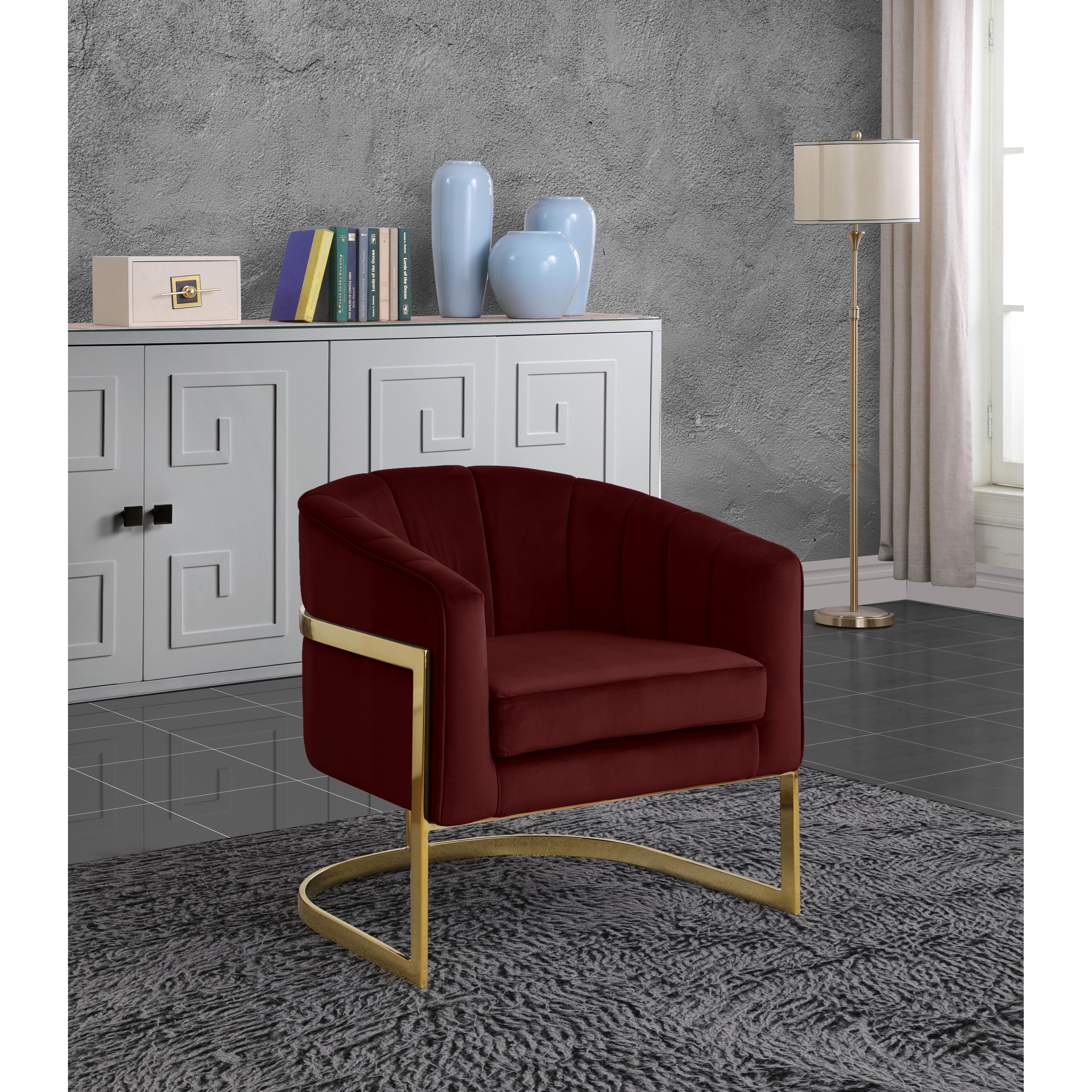 Meridian Carter Burgundy Velvet Accent Chair