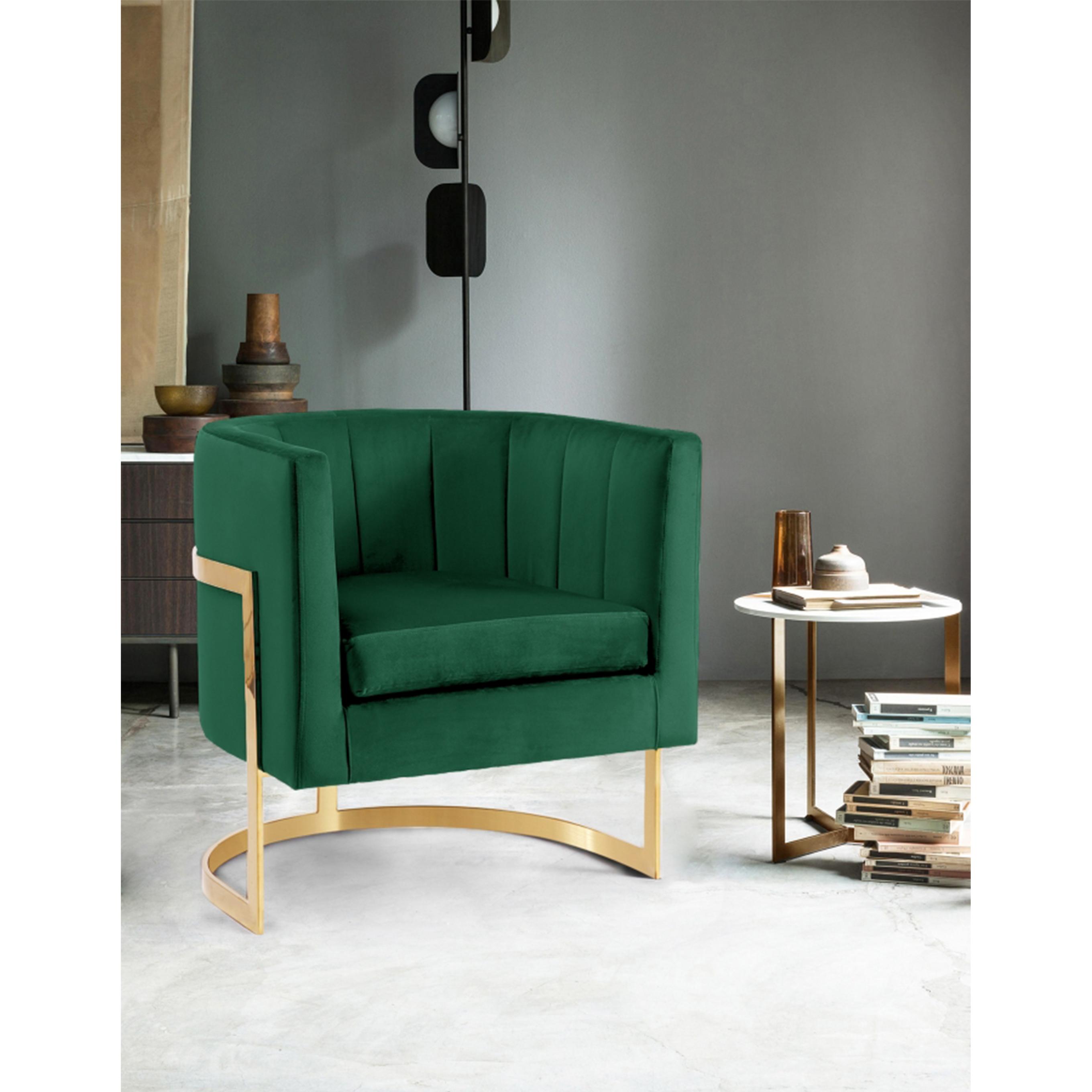 Meridian Carter Green Velvet Accent Chair