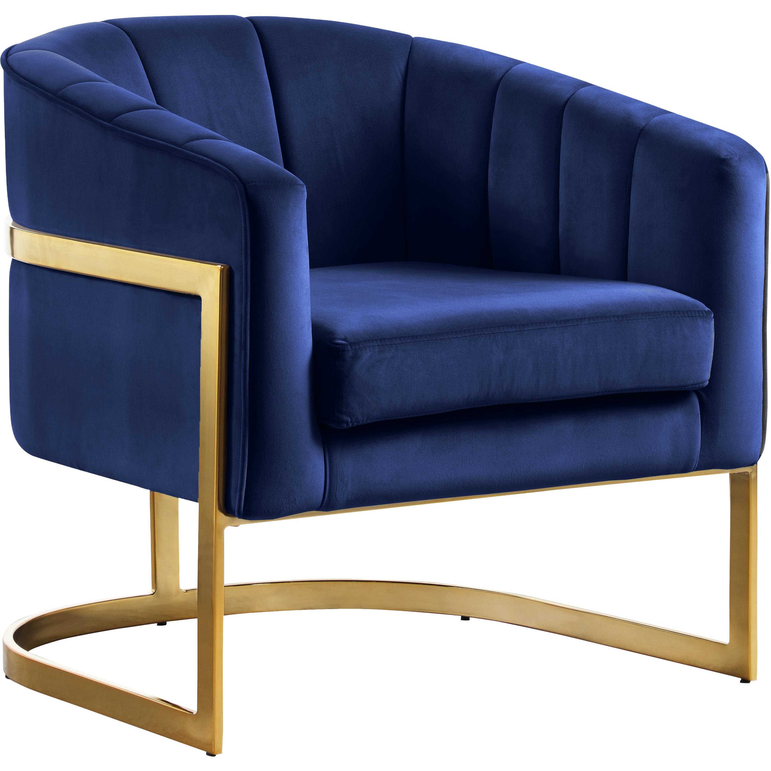 Meridian Carter Navy Velvet Accent Chair