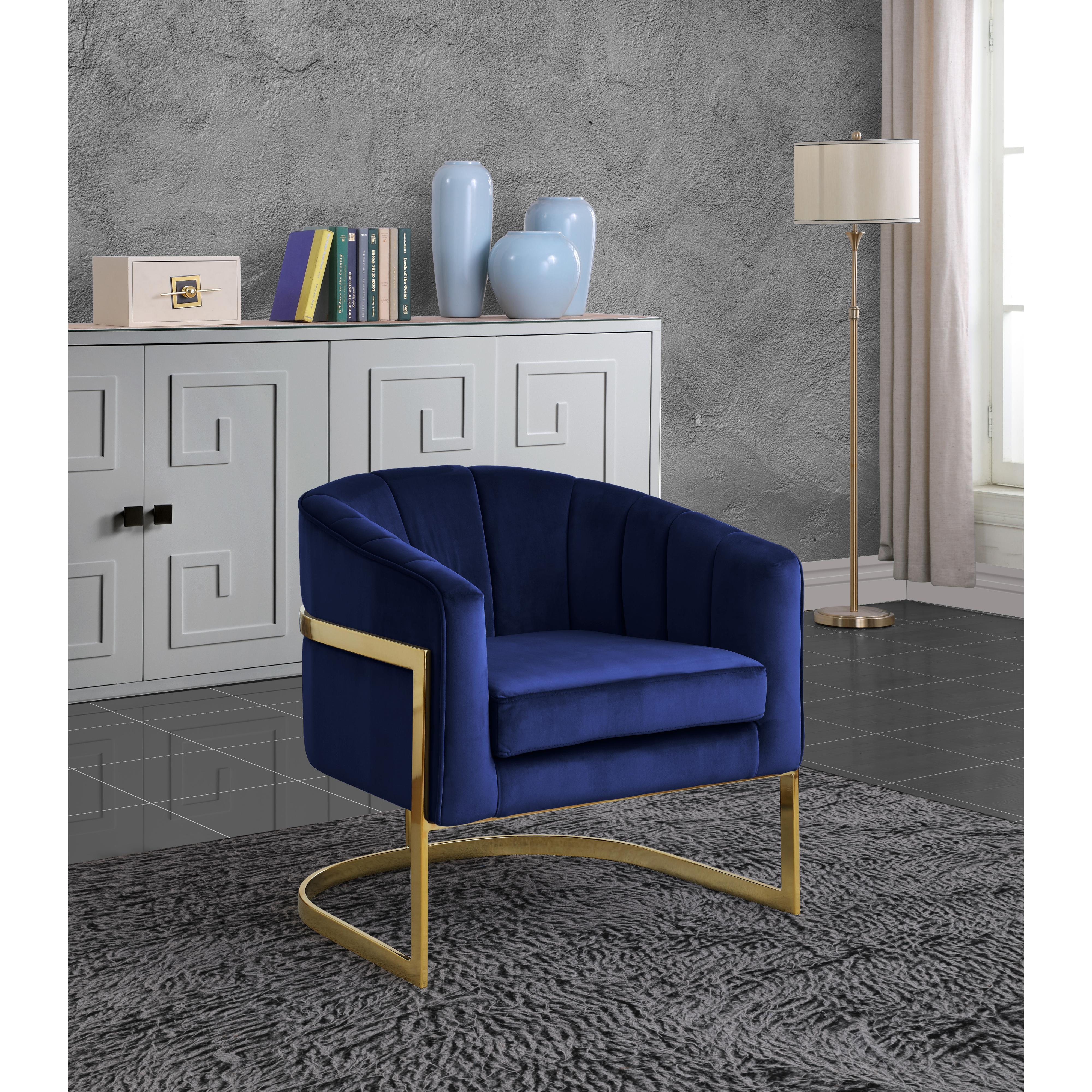 Meridian Carter Navy Velvet Accent Chair