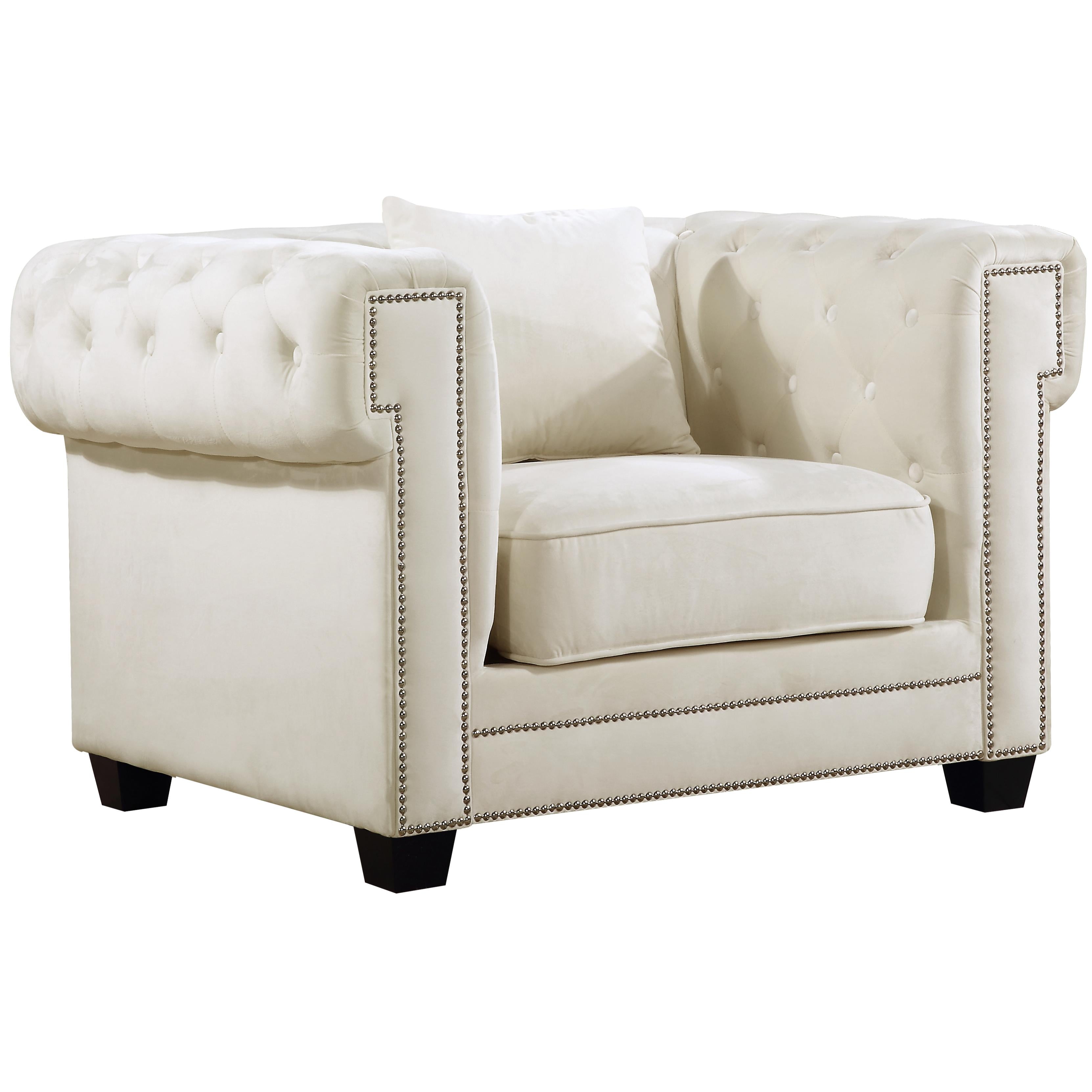 Meridian Bowery Cream Velvet Chair