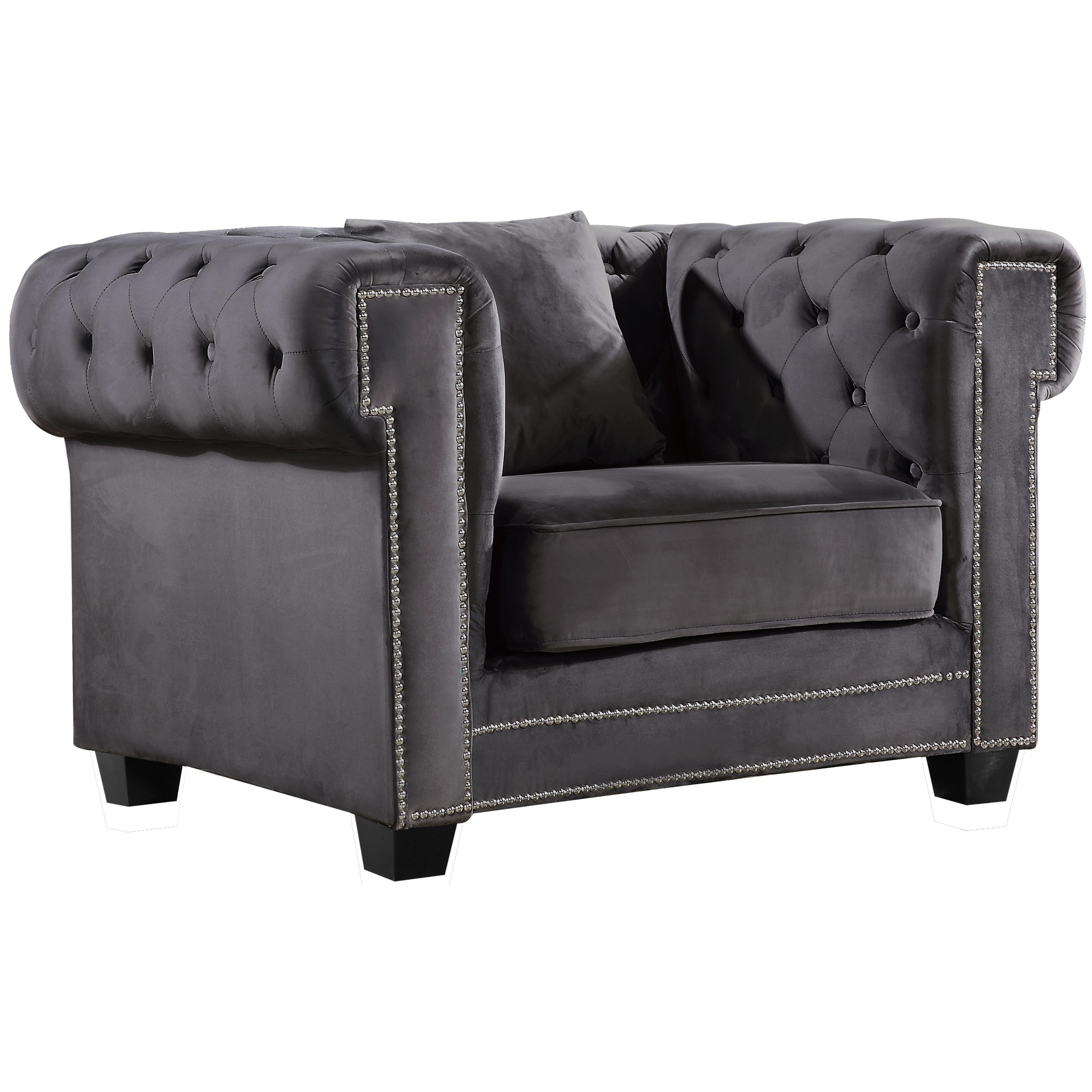 Meridian Bowery Grey Velvet Chair