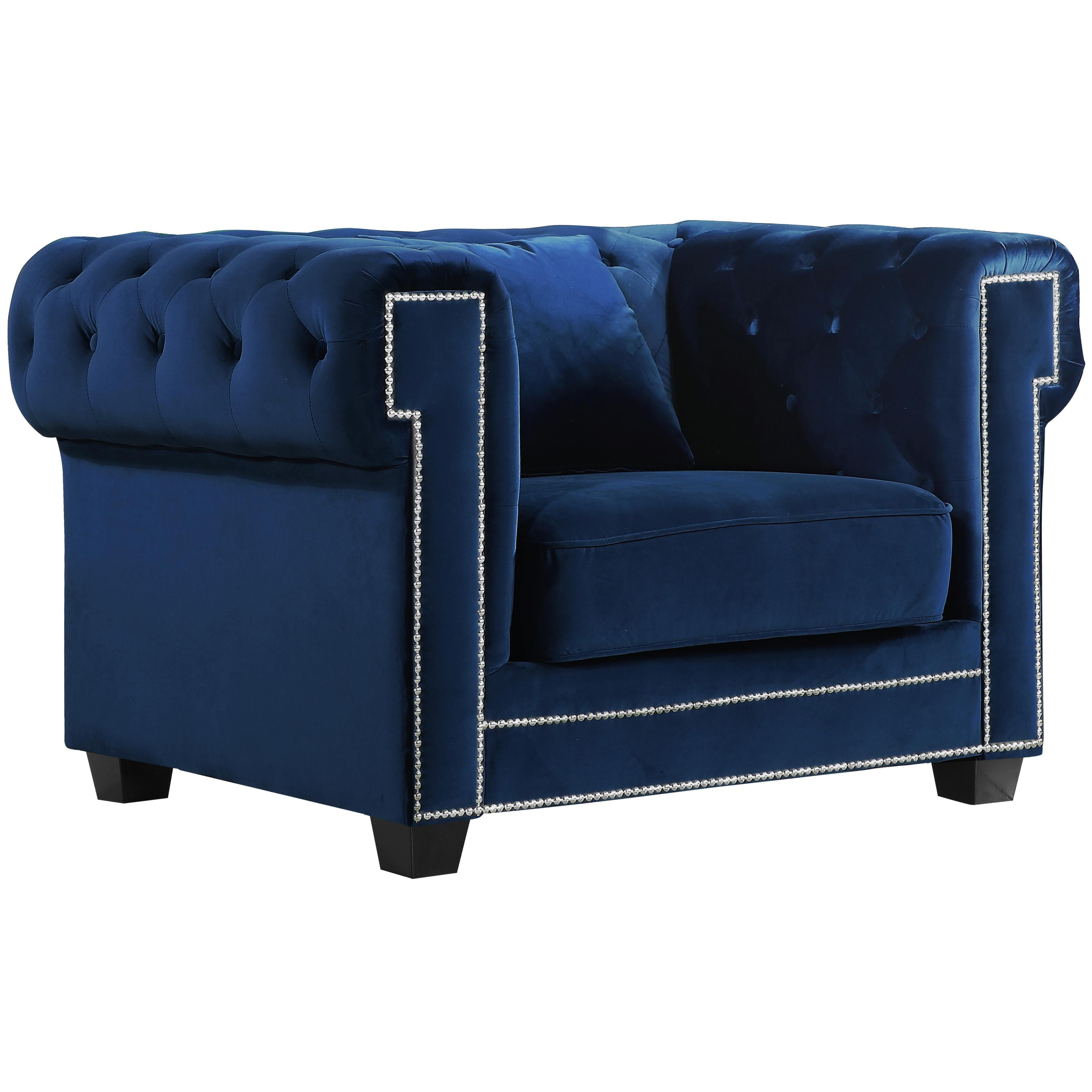 Meridian Bowery Navy Velvet Chair