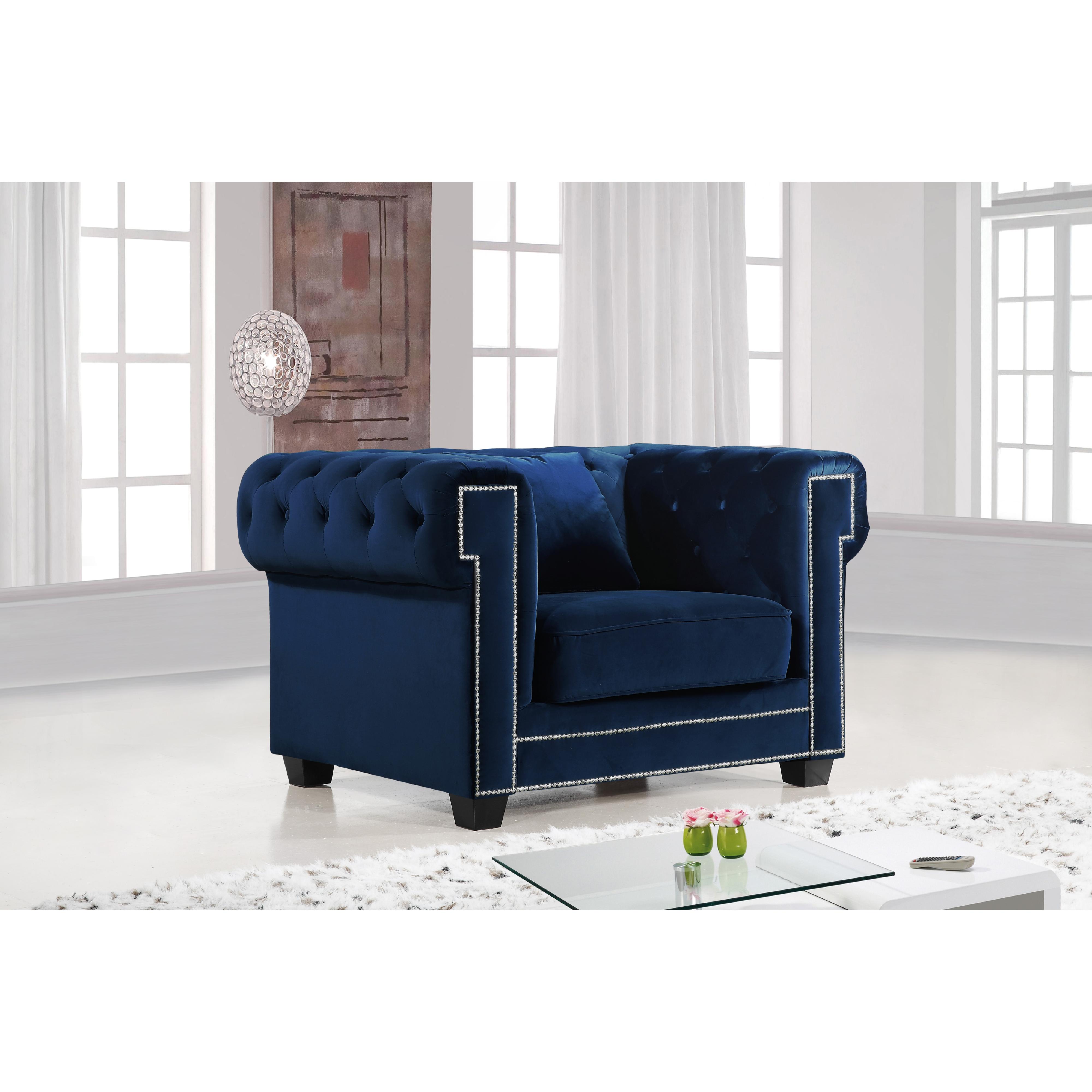 Meridian Bowery Navy Velvet Chair