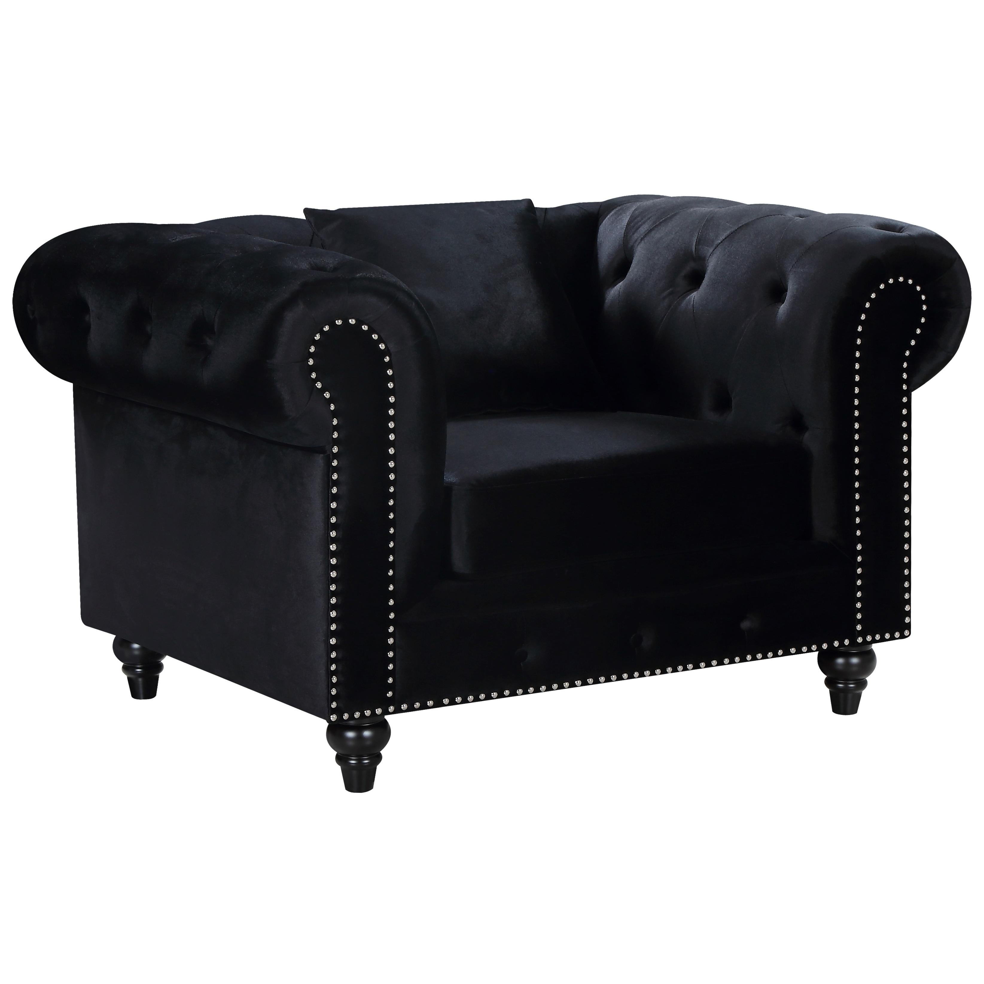 Meridian Chesterfield Black Velvet Chair