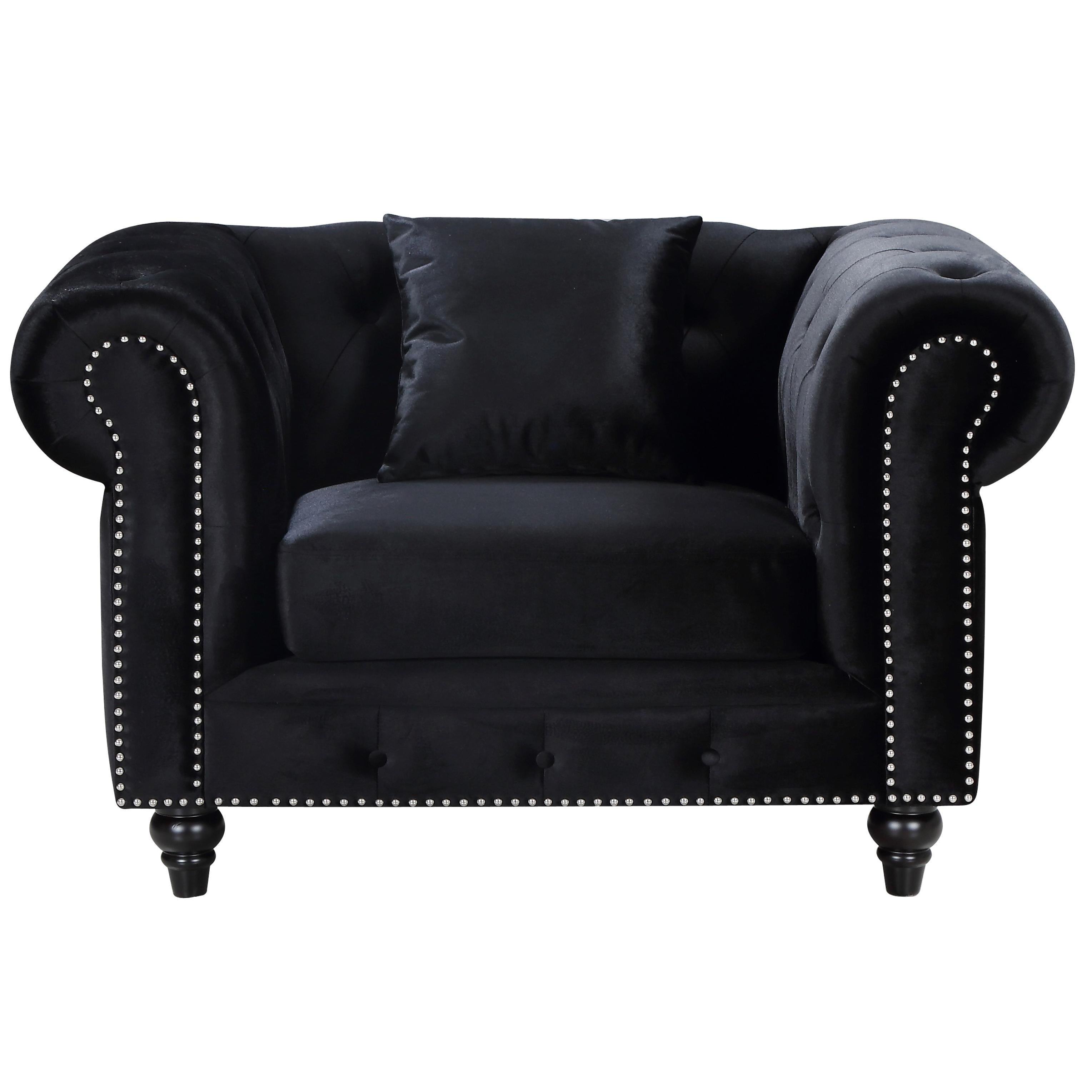 Meridian Chesterfield Black Velvet Chair